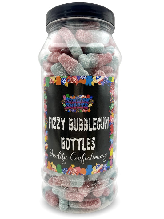 Fizzy Bubblegum Bottles Pink and Blue Bottles Retro Sweets Gift Jar - 685g