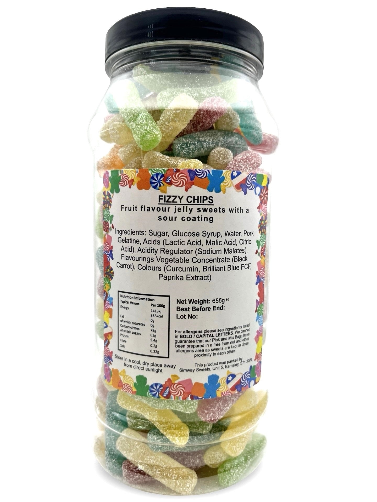 Fizzy Chips Retro Sweets Gift Jar - 655g