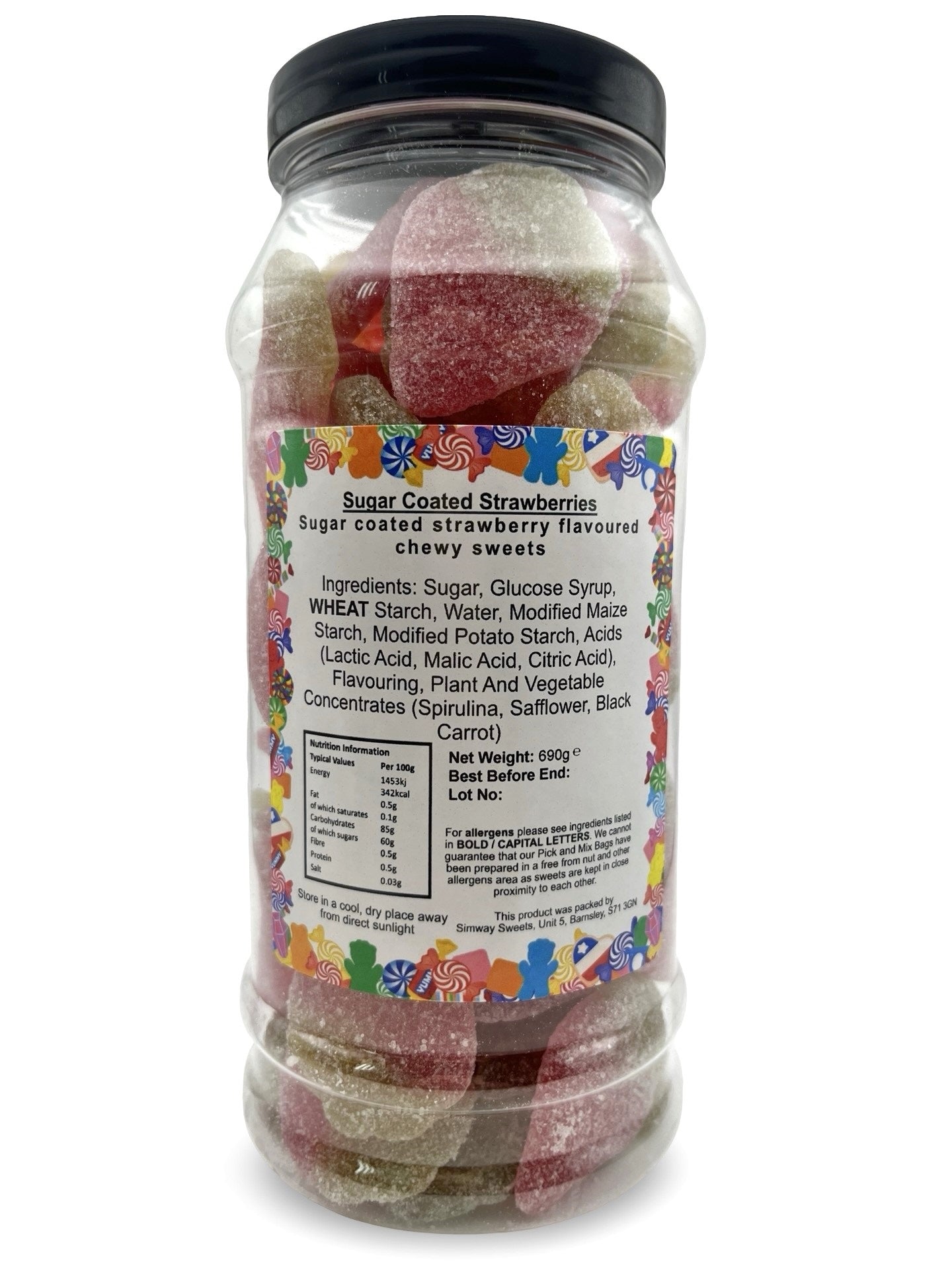 Fizzy Strawberries Retro Sweets Gift Jar - 690g