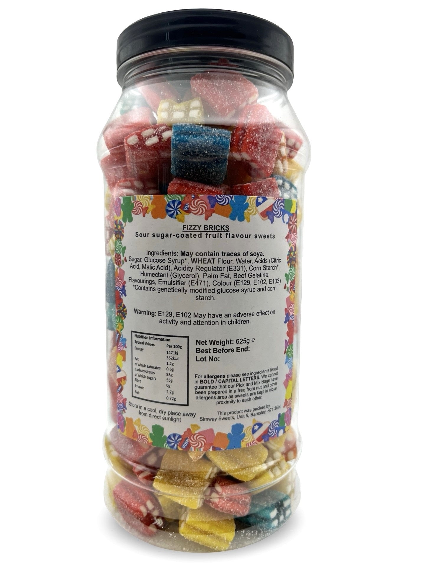 Fizzy Bricks Retro Sour Gummy Sweets Gift Jar - 625g