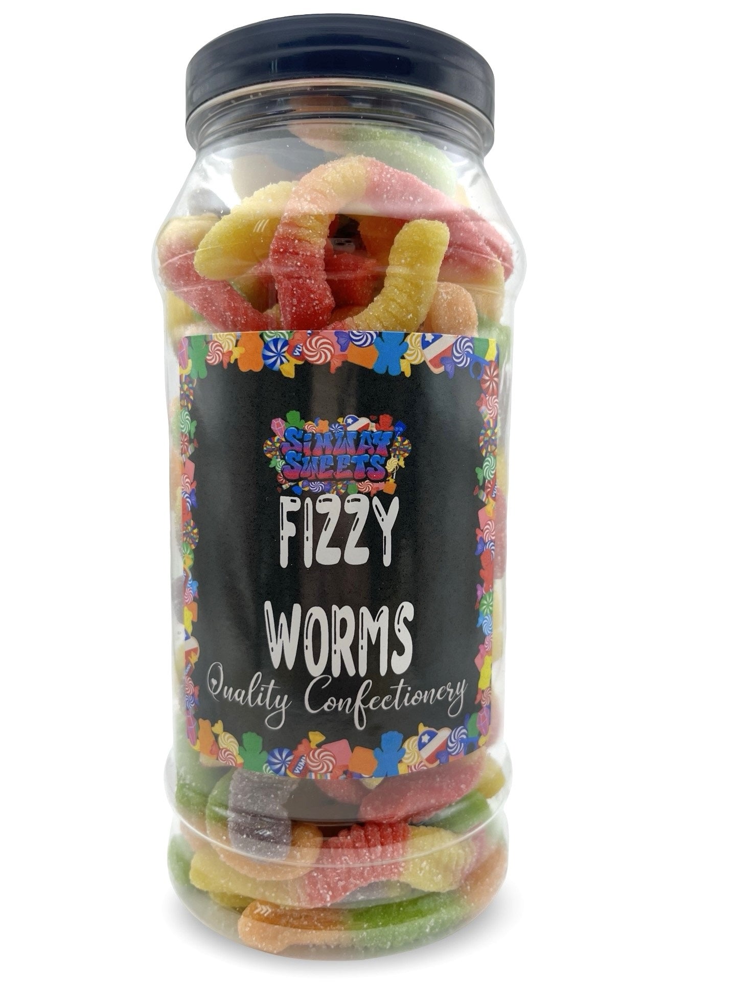 Fizzy Fruity Worms Retro Sour Gummy Sweets Gift Jar - 655g