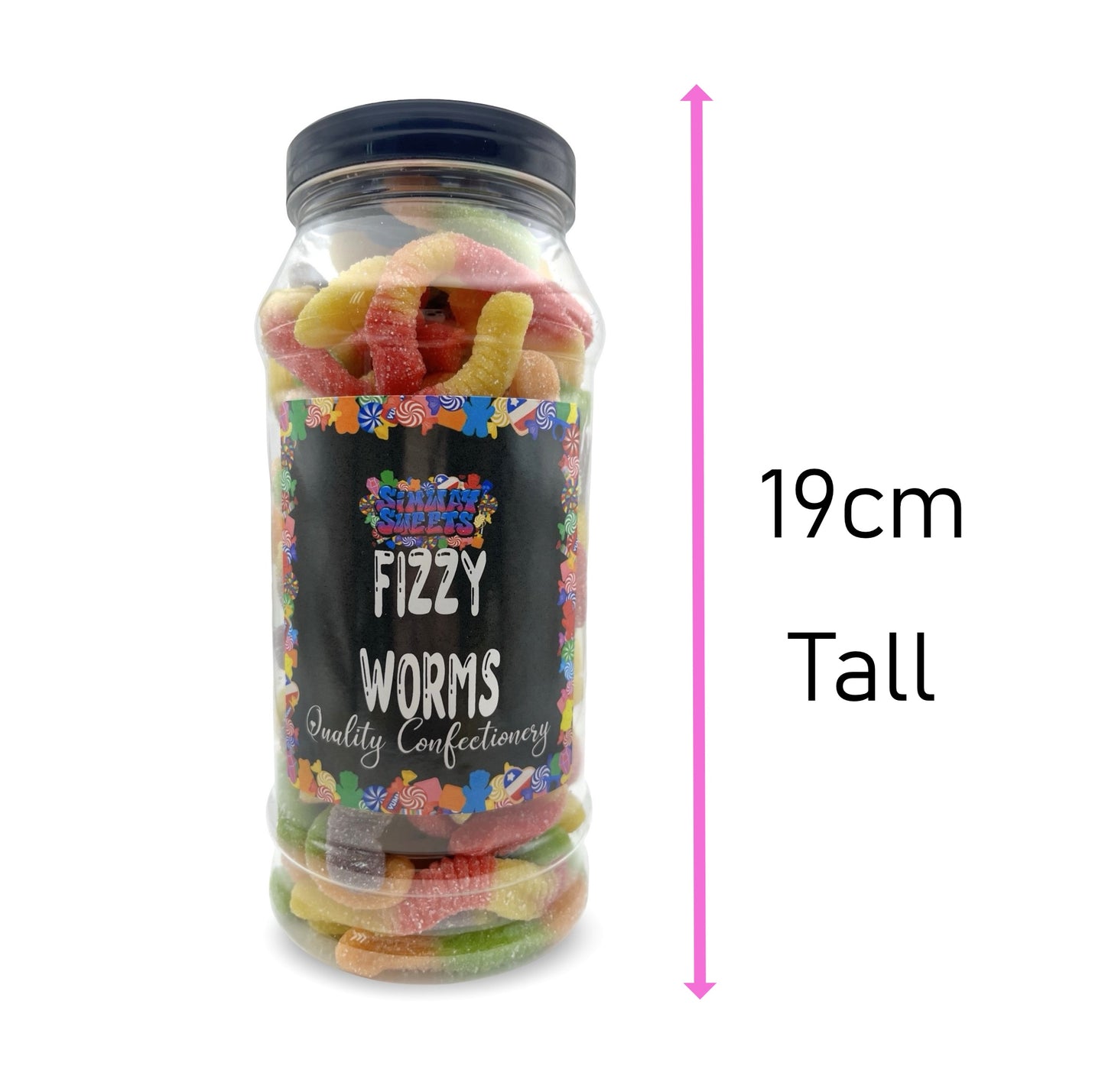 Fizzy Fruity Worms Retro Sour Gummy Sweets Gift Jar - 655g