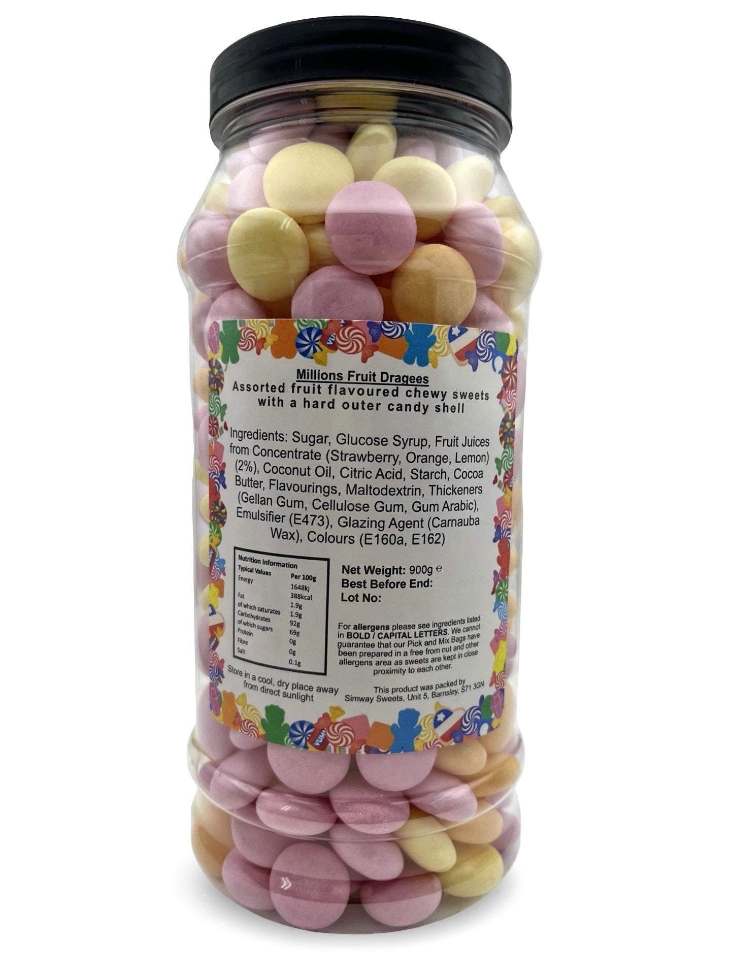 Millions Fruit Dragees Retro Sweets Gift Jar - 900g