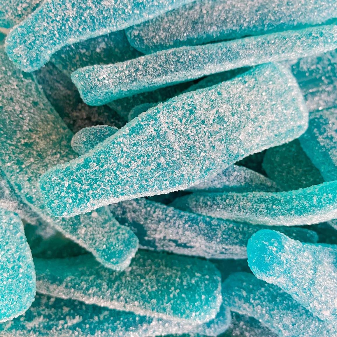 Giant Fizzy Blue Bottles Retro Sour Gummy Sweets Gift Jar - 680g