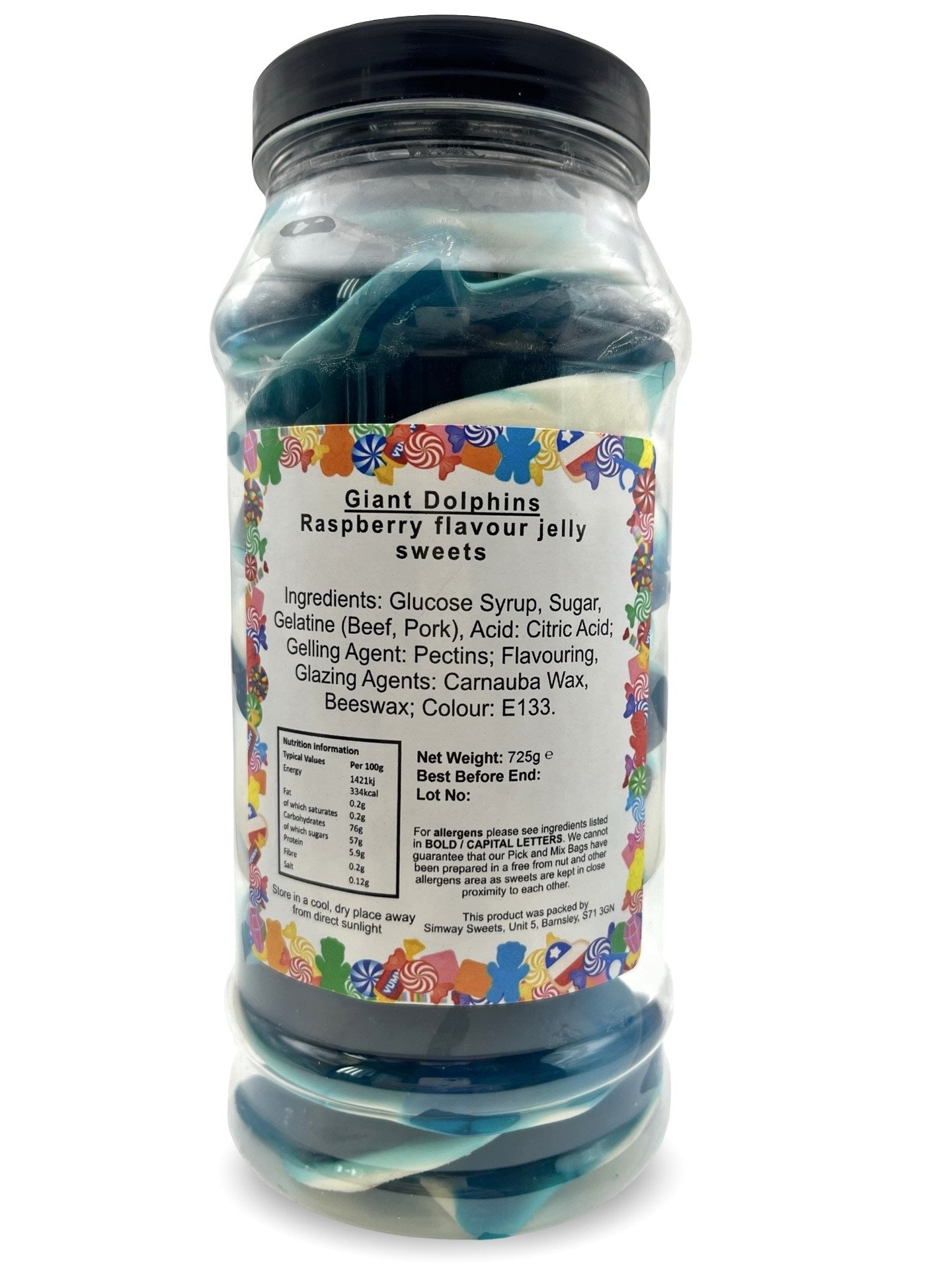 Giant Dolphins Retro Gummy Sweets Gift Jar - 725g