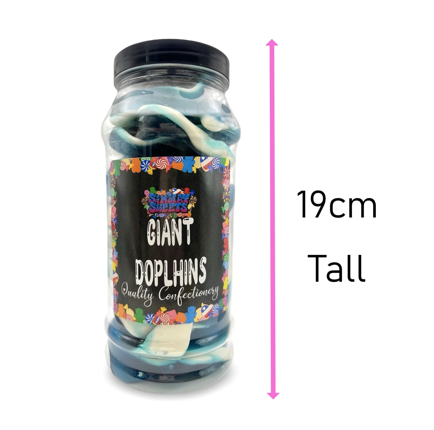 Giant Dolphins Retro Gummy Sweets Gift Jar - 725g