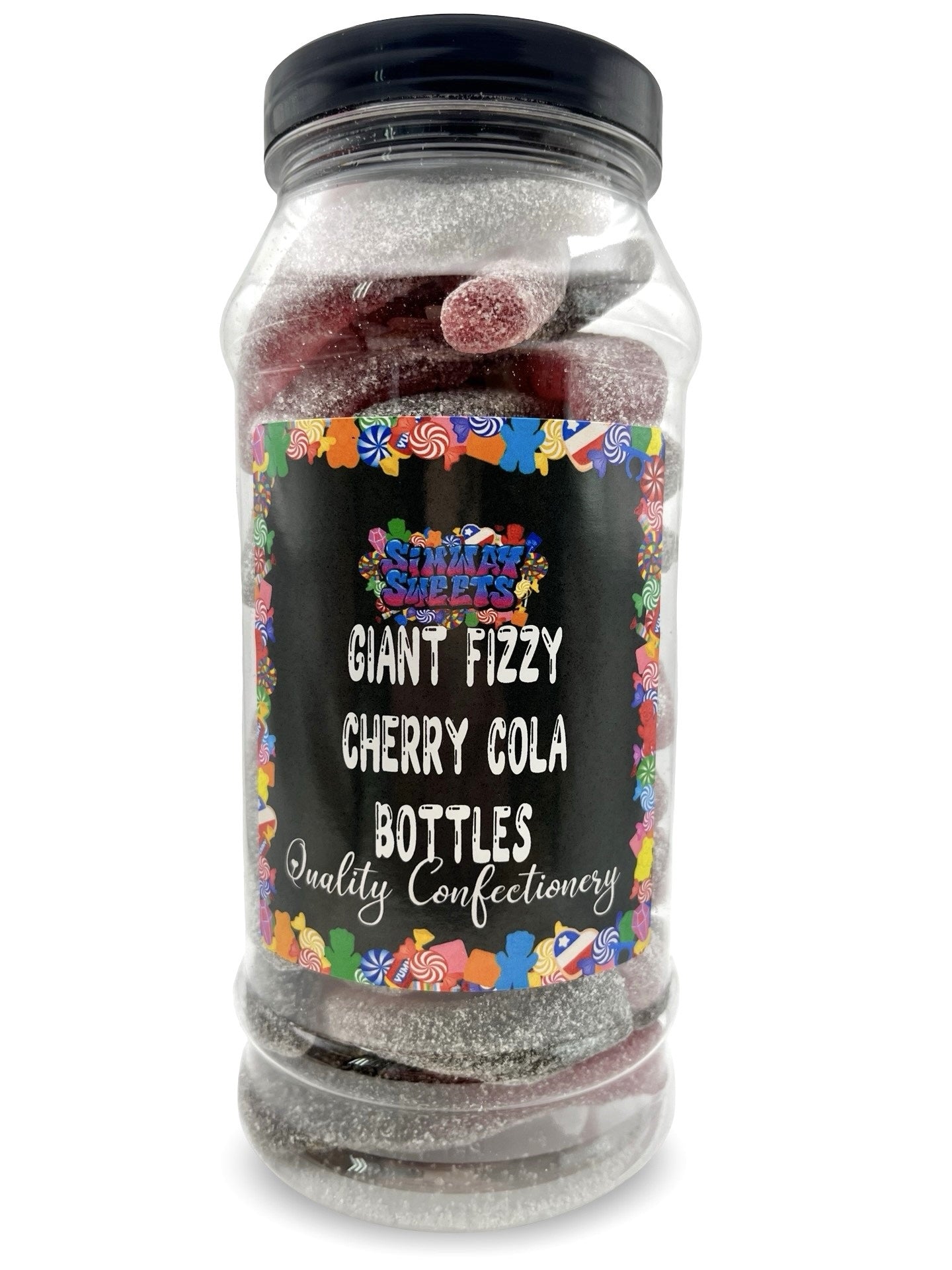 Giant Fizzy Cherry Cola Bottles Retro Sour Gummy Sweets Gift Jar - 680g