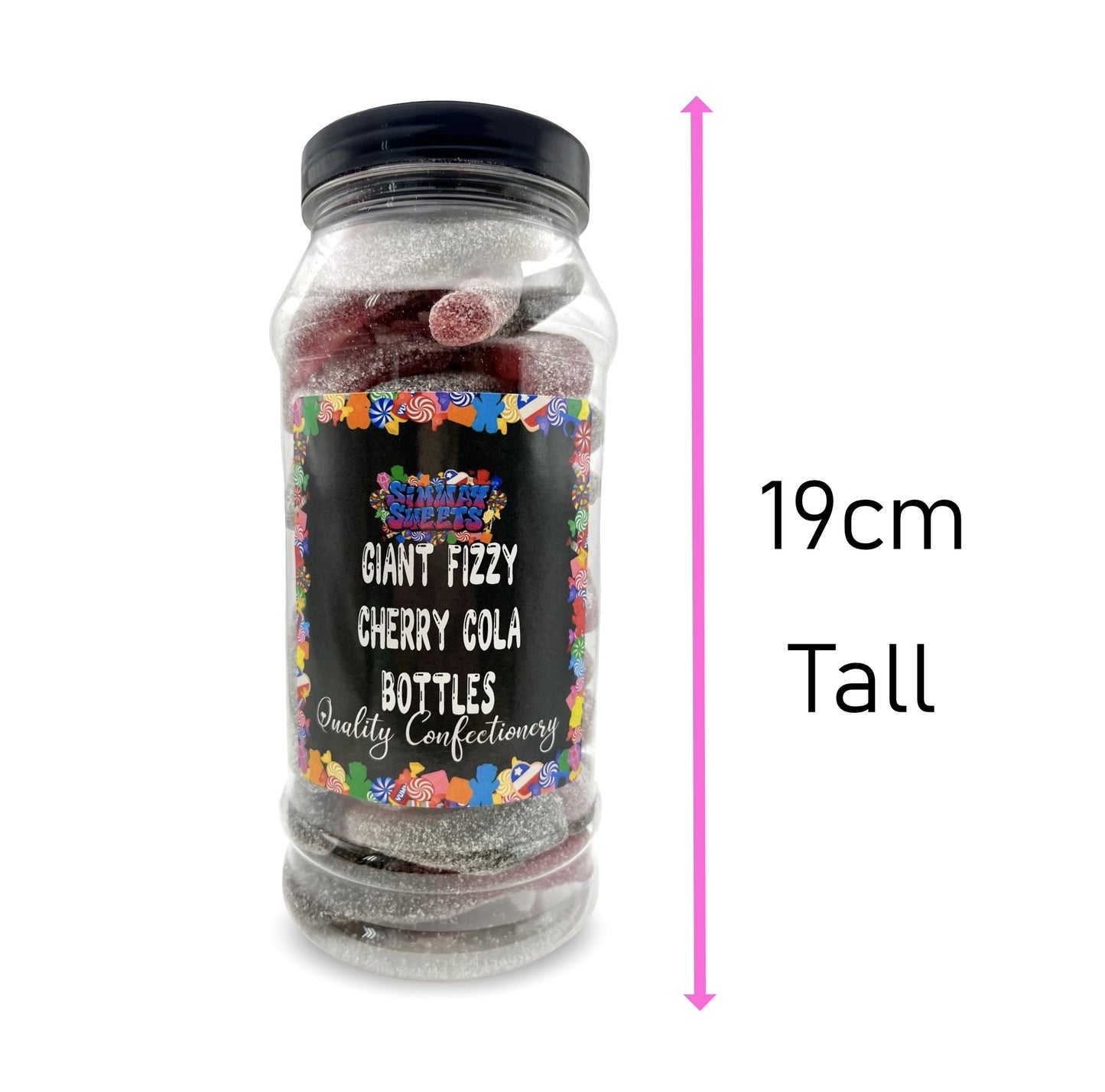 Giant Fizzy Cherry Cola Bottles Retro Sour Gummy Sweets Gift Jar - 680g
