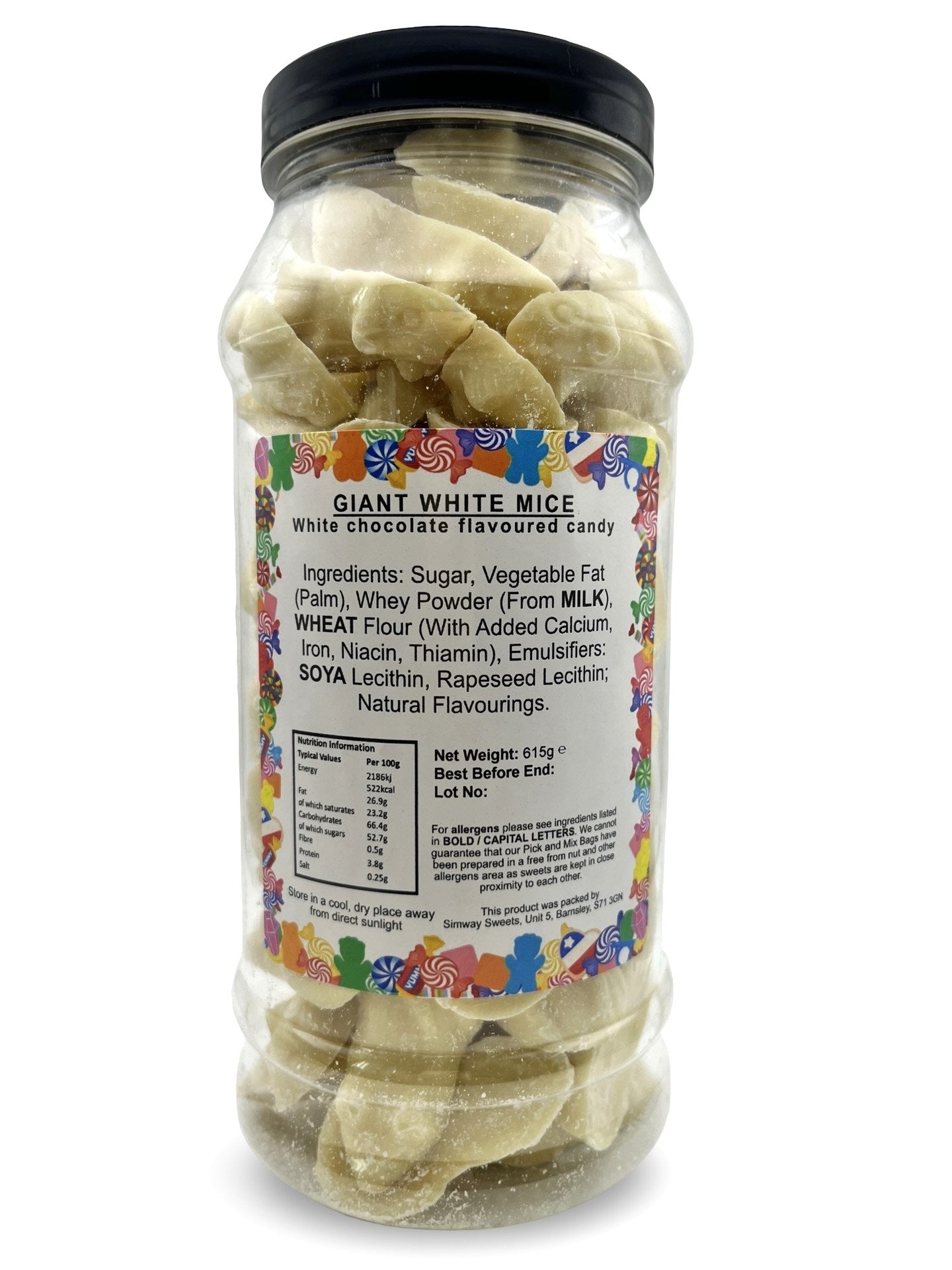 Giant Mega White Chocolate Mice Retro Sweets Gift Jar - 615g