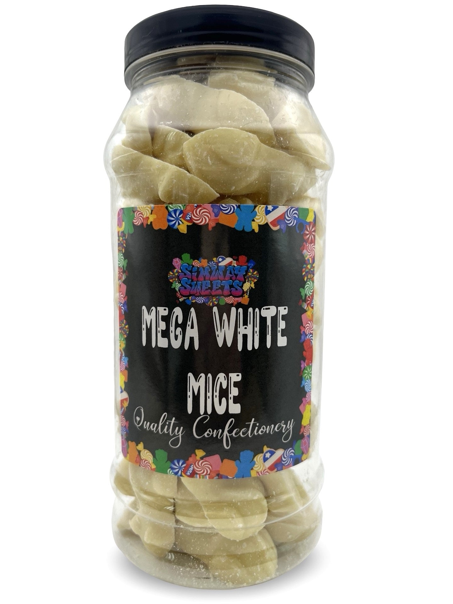 Giant Mega White Chocolate Mice Retro Sweets Gift Jar - 615g