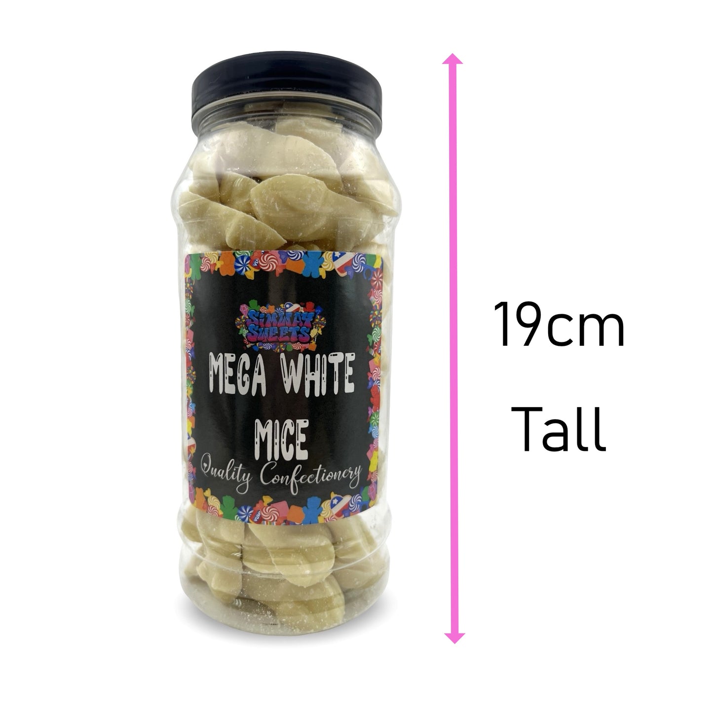 Giant Mega White Chocolate Mice Retro Sweets Gift Jar - 615g