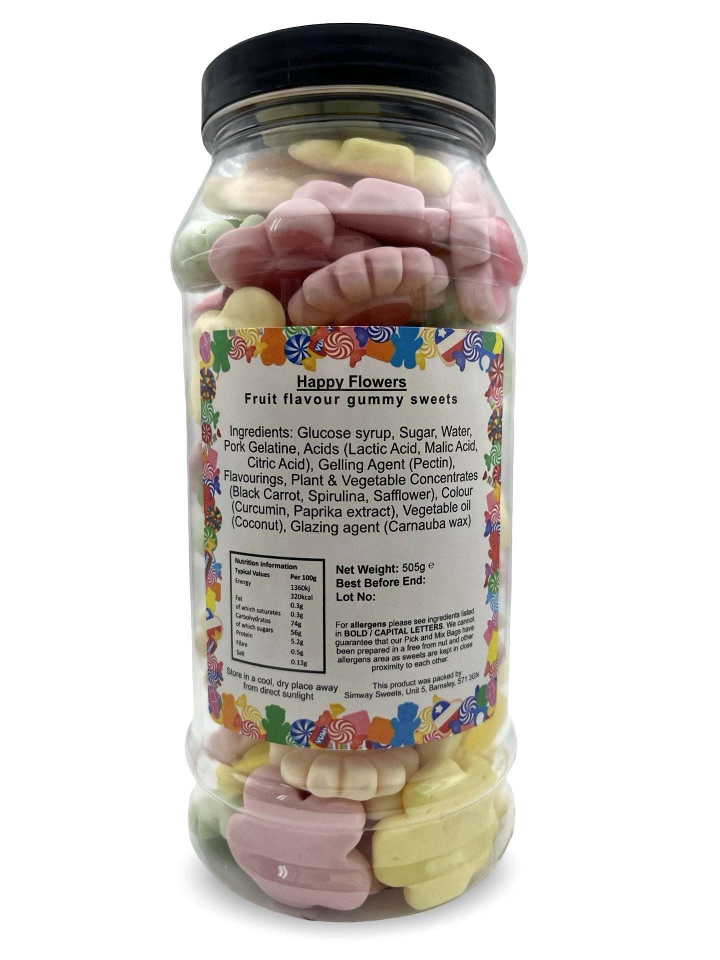 Happy Flowers Gummy Foam Retro Sweets Gift Jar - 505g