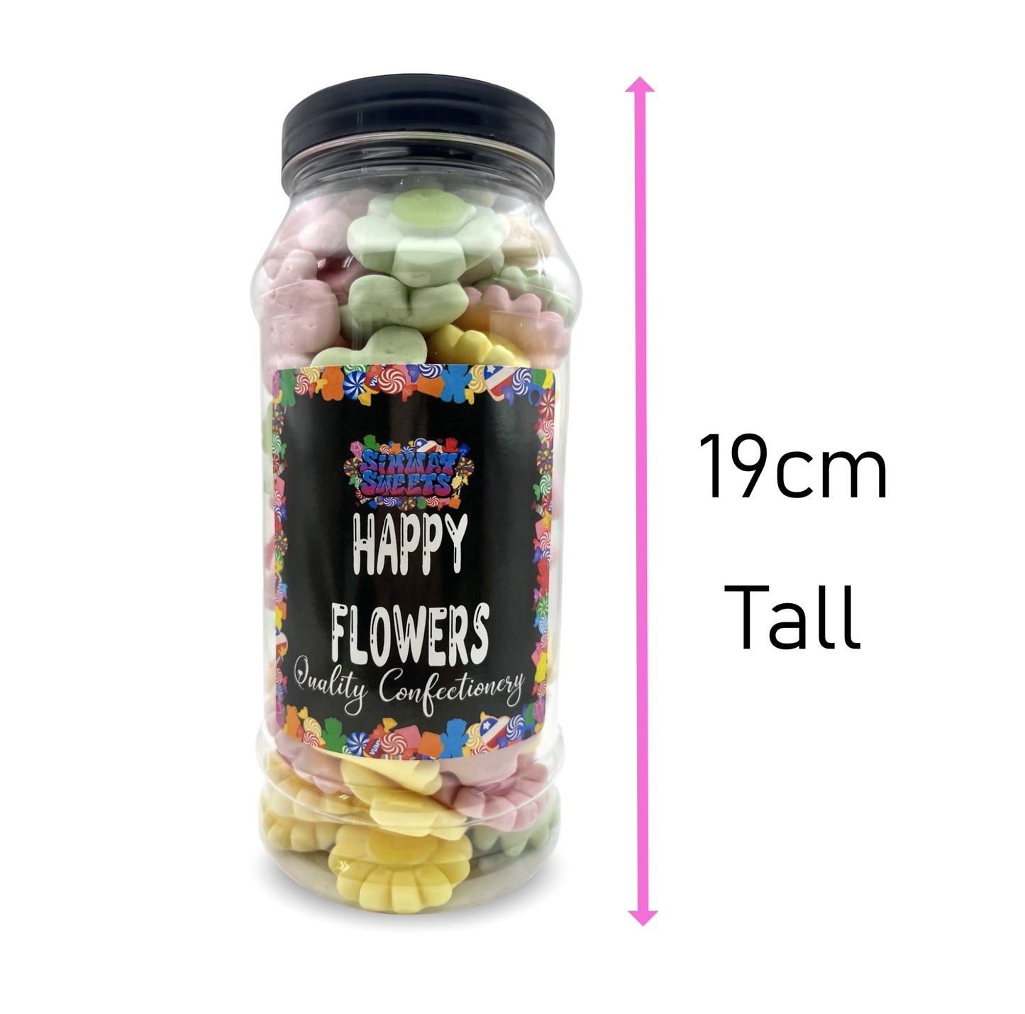 Happy Flowers Gummy Foam Retro Sweets Gift Jar - 505g