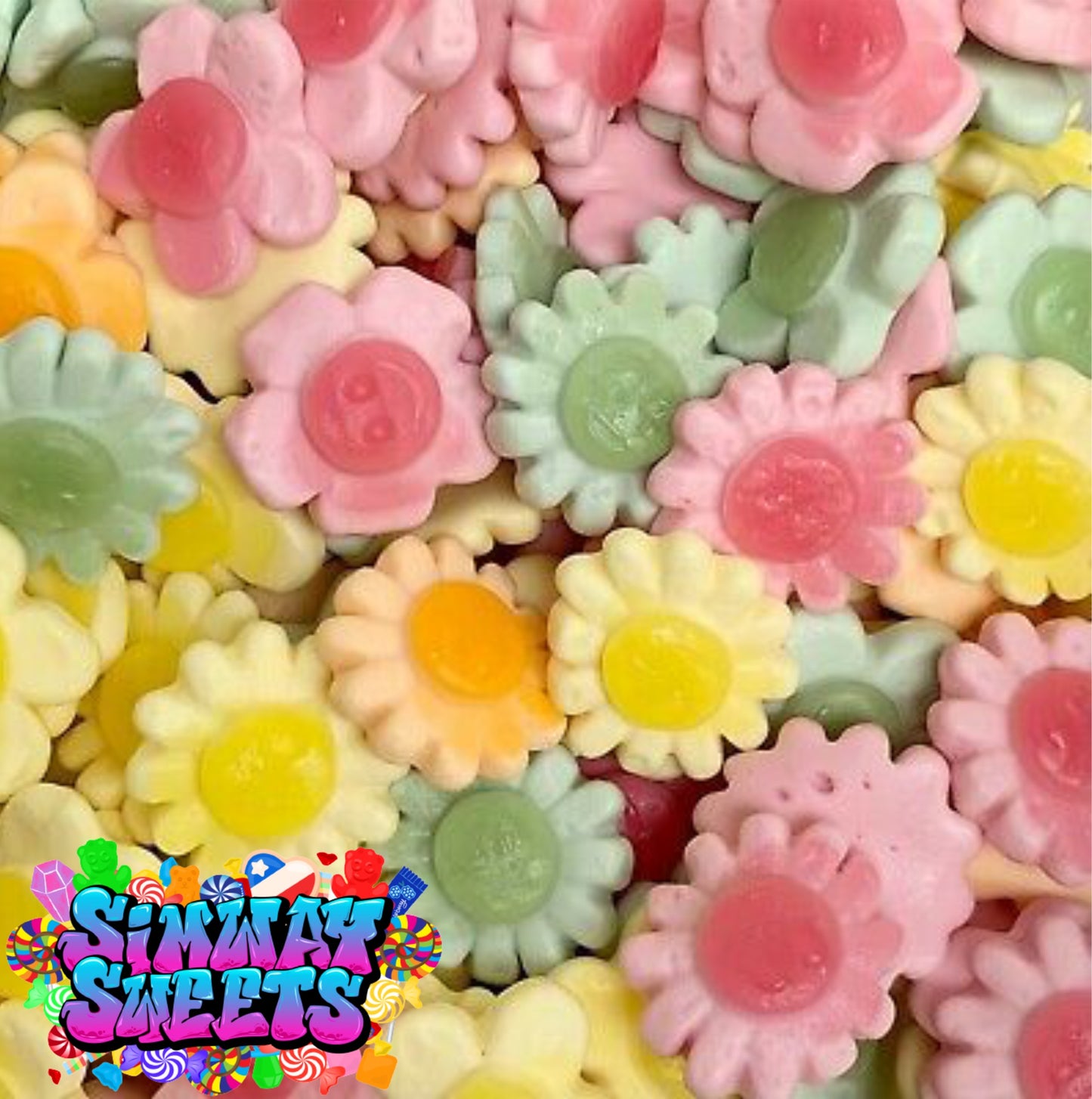 Happy Flowers Gummy Foam Retro Sweets Gift Jar - 505g