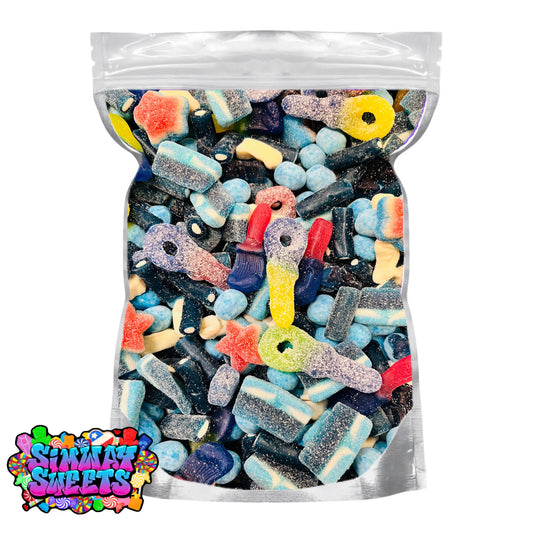 Blue Pick & Mix Sweets Selection, Fizzy and Non-Fizzy Gummy Mix