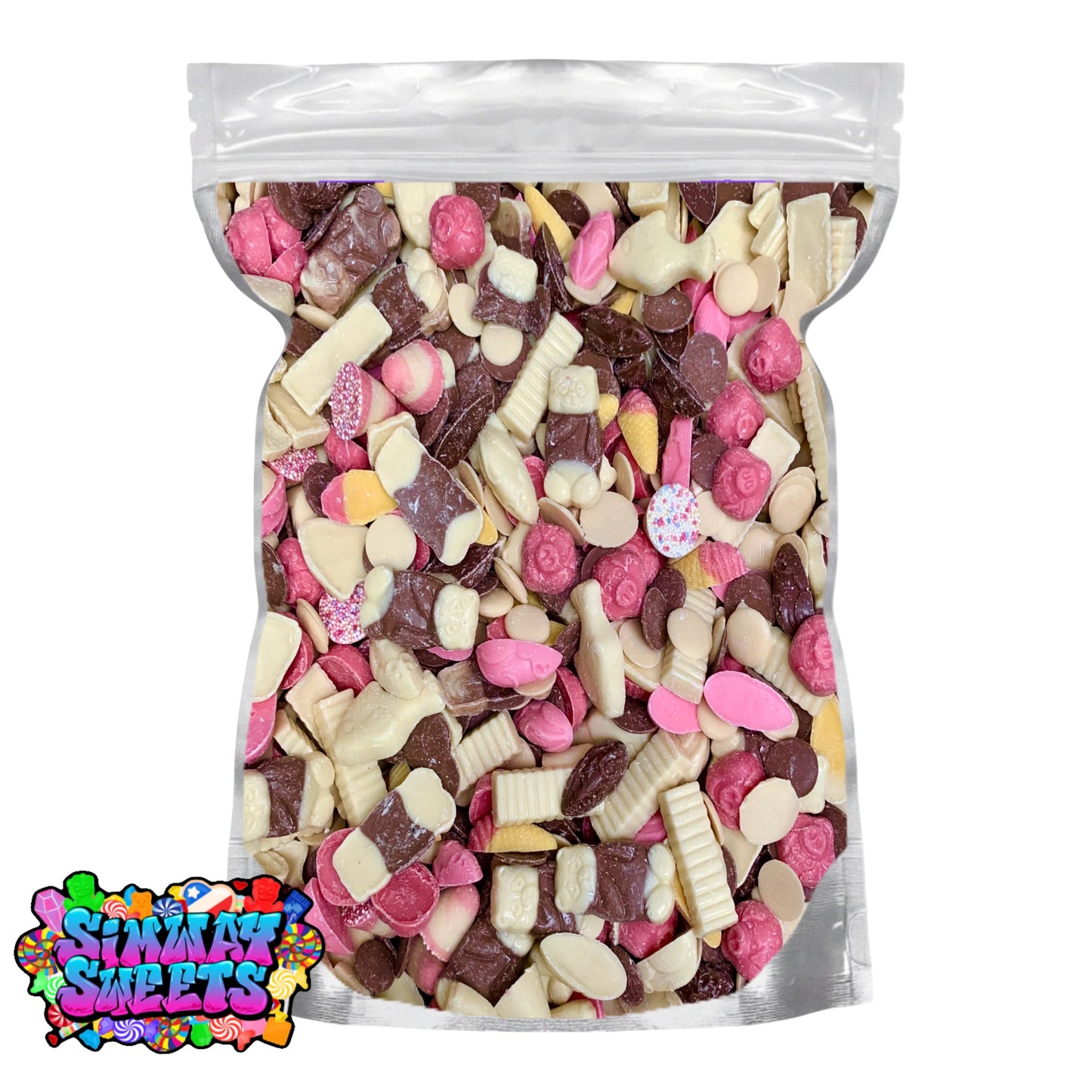 Chocolate Pick & Mix – Assorted Milk, Strawberry & White Chocolate Sweets Bulk Pouch