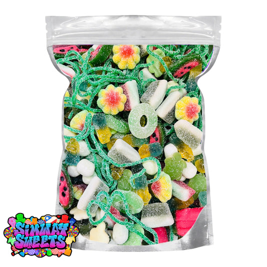 Green Pick & Mix Sweets Selection, Fizzy and Non-Fizzy Gummy Mix