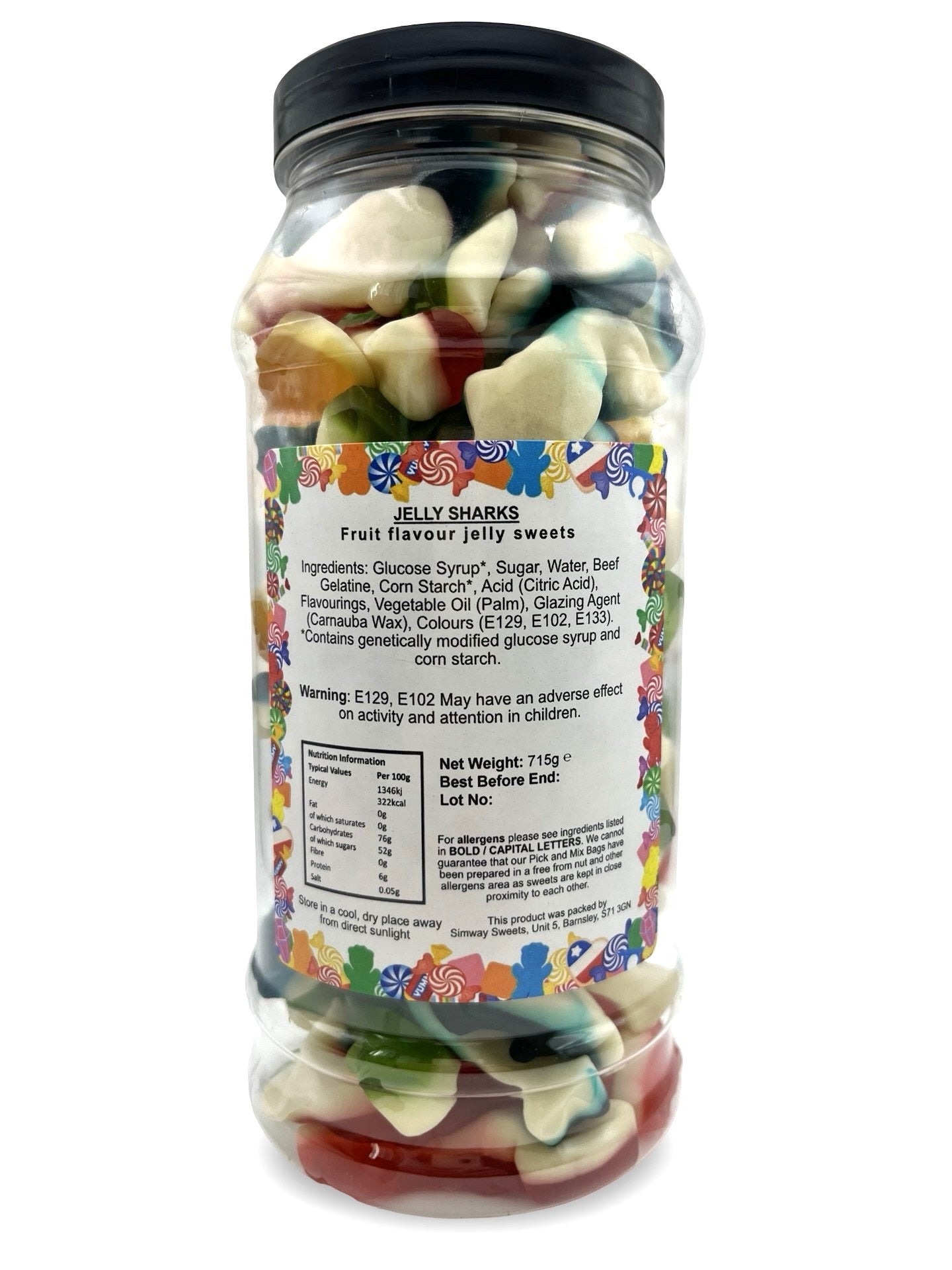 Jelly Sharks Gummy Foam Jellies Retro Sweets Gift Jar - 715g