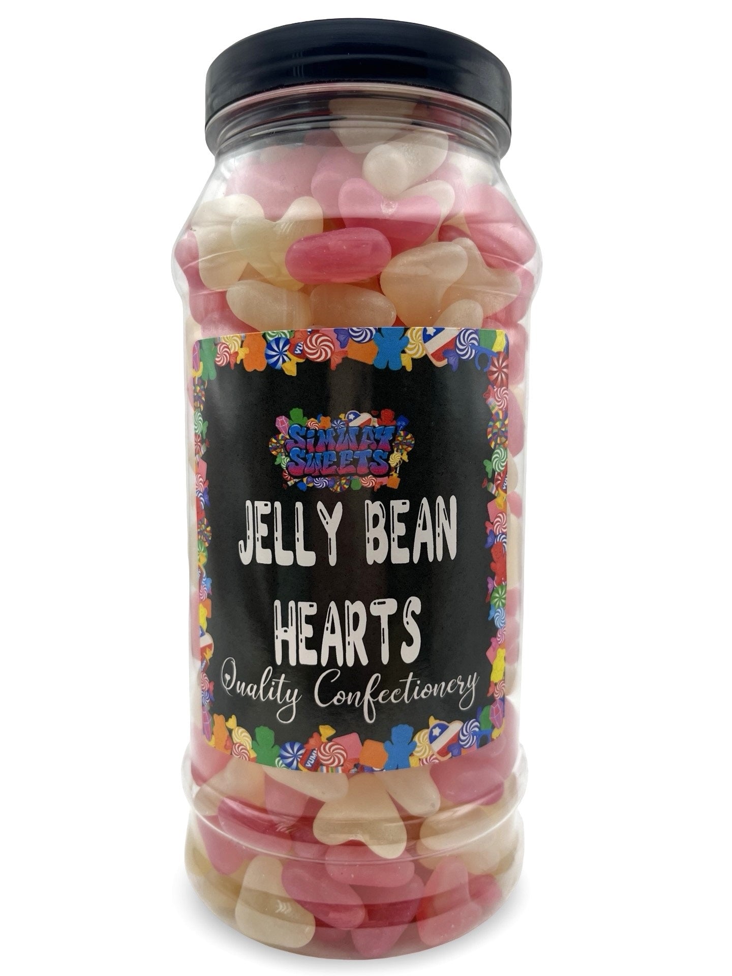Jelly Bean Hearts Gummy Retro Sweets Gift Jar - 880g