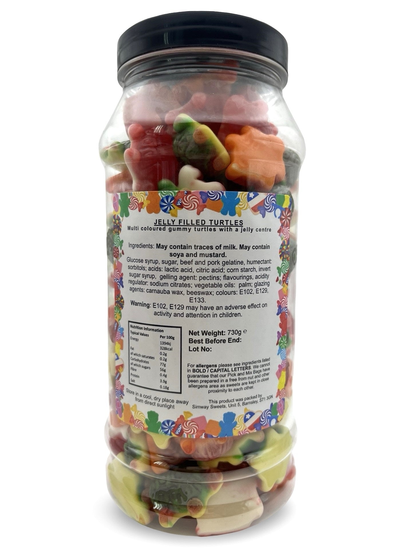 Jelly Filled Turtles Sweets Gummy Retro Sweets Gift Jar - 730g