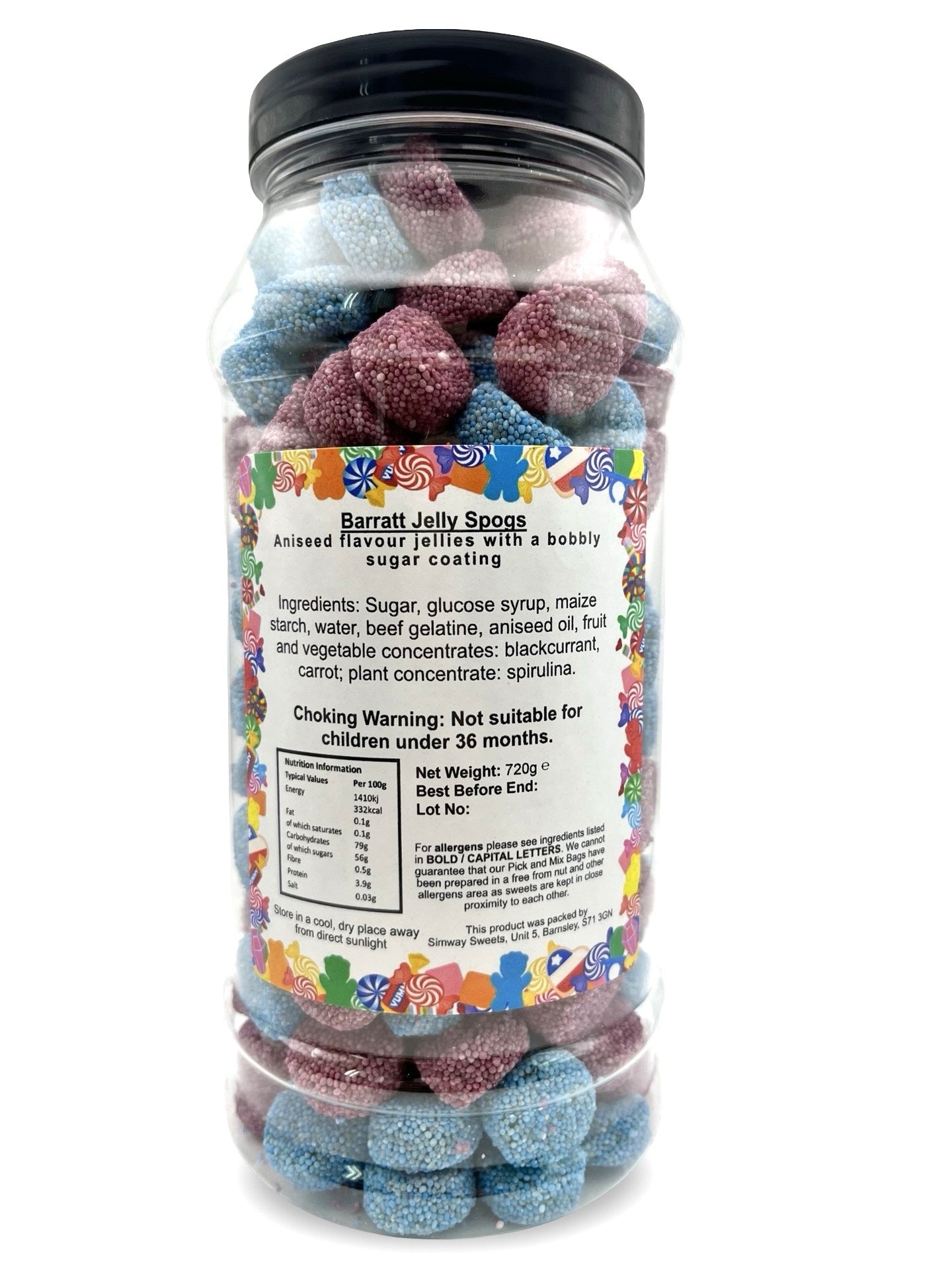 Jelly Spogs Jelly Buttons Aniseed Retro Sweets Gift Jar - 720g