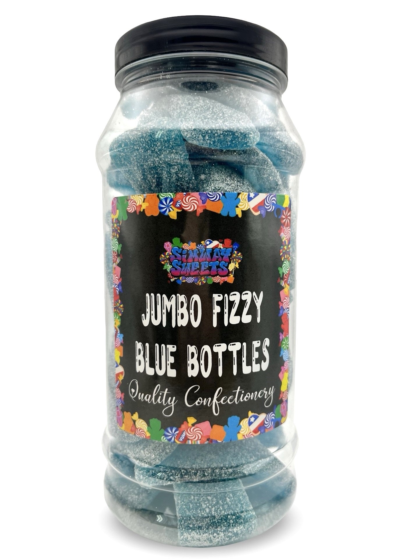 Giant Fizzy Blue Bottles Retro Sour Gummy Sweets Gift Jar - 680g