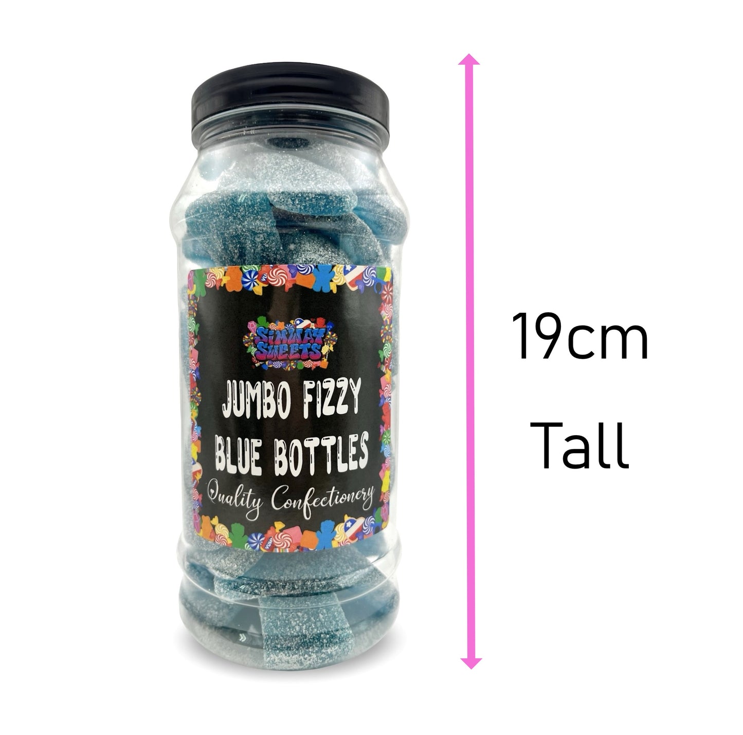 Giant Fizzy Blue Bottles Retro Sour Gummy Sweets Gift Jar - 680g