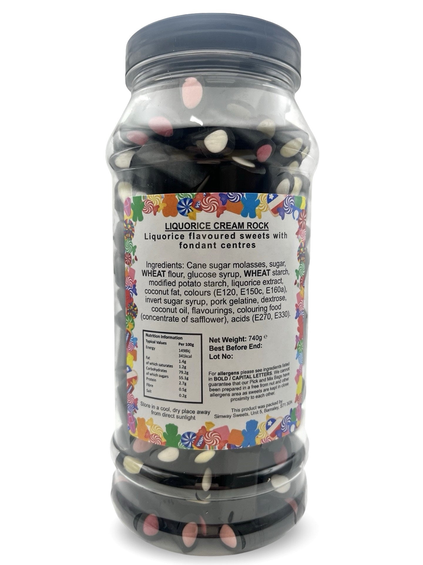 Liquorice Cream Rock Sweets Gift Jar - 740g