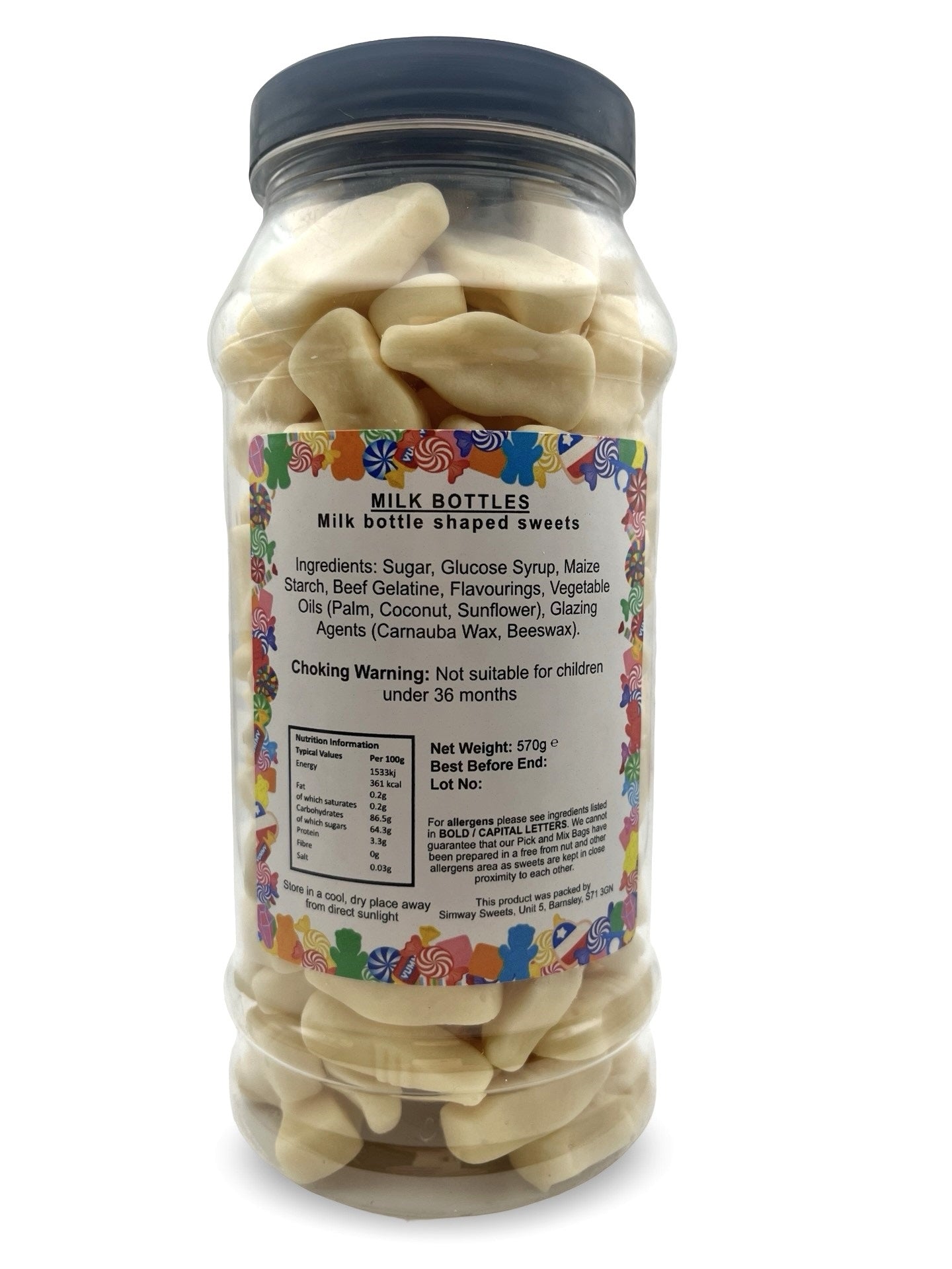 Milk Bottles (Non Dusted) Retro Sweets Gift Jar - 570g
