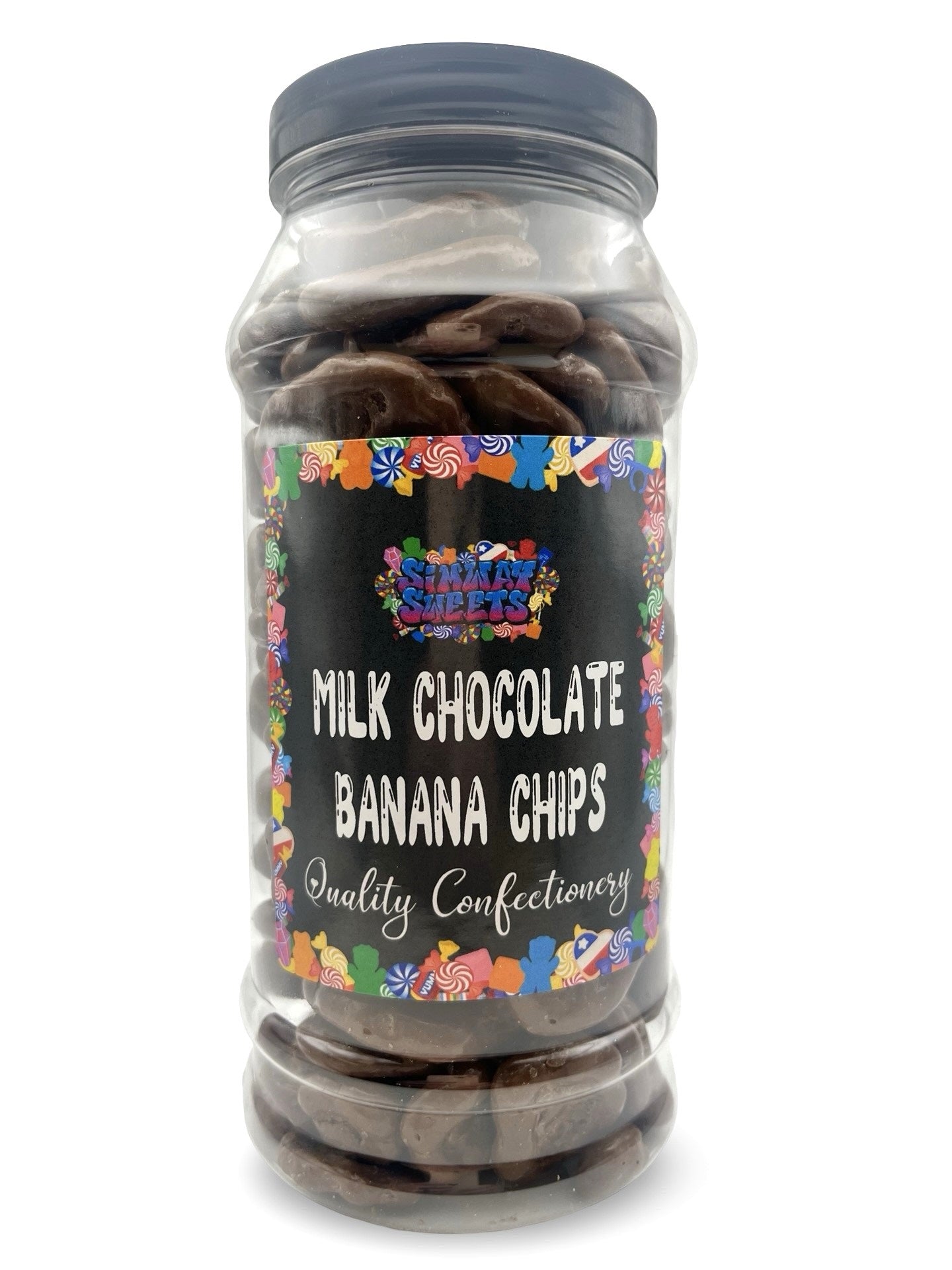 Milk Chocolate Banana Chips Retro Sweets Gift Jar - 580g