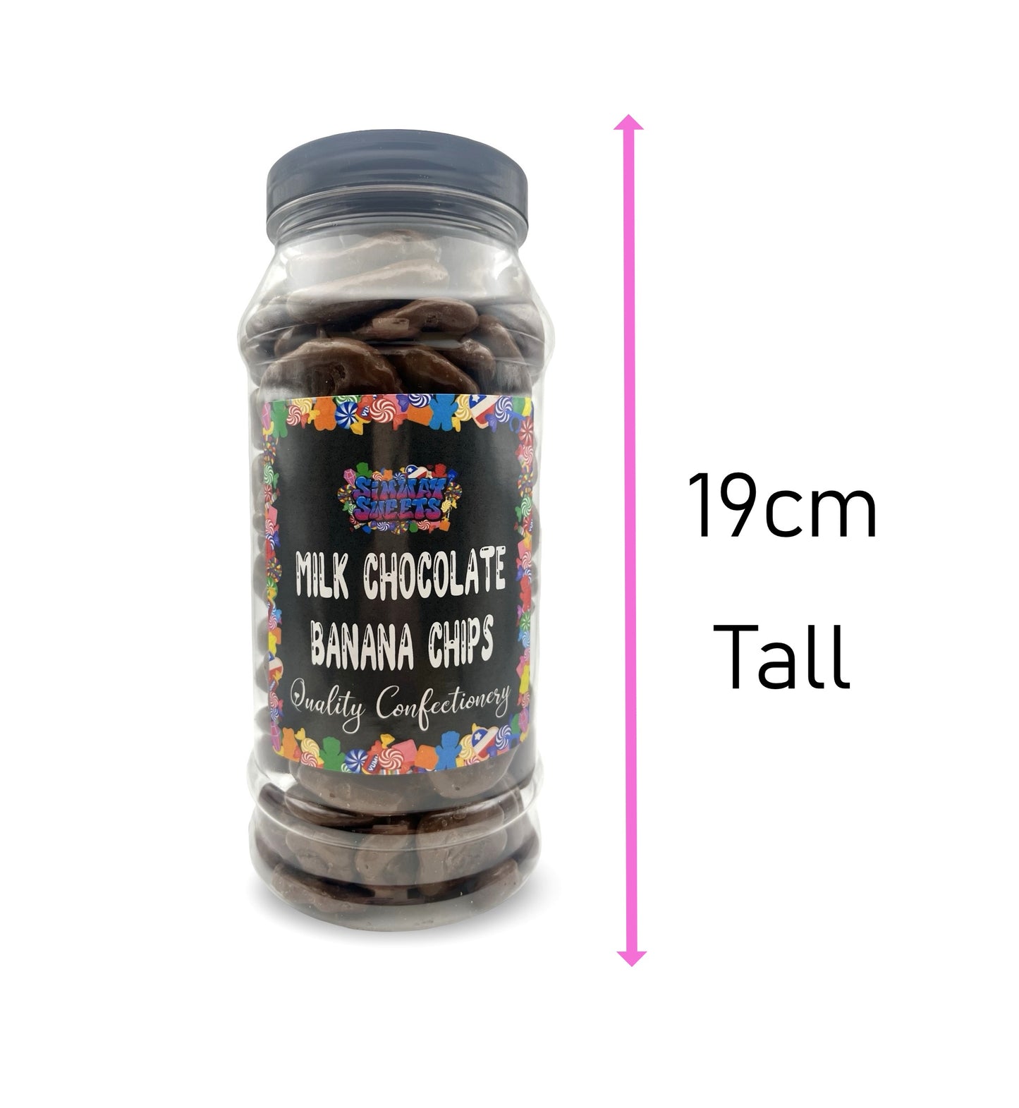 Milk Chocolate Banana Chips Retro Sweets Gift Jar - 580g