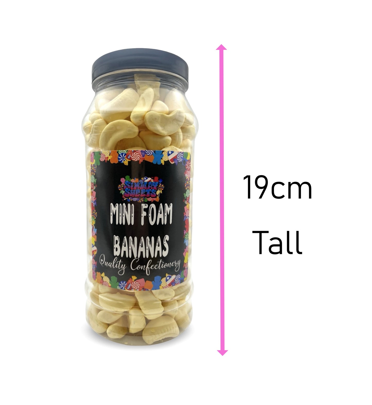 Mini Foam Bananas Retro Sweets Gift Jar - 380g