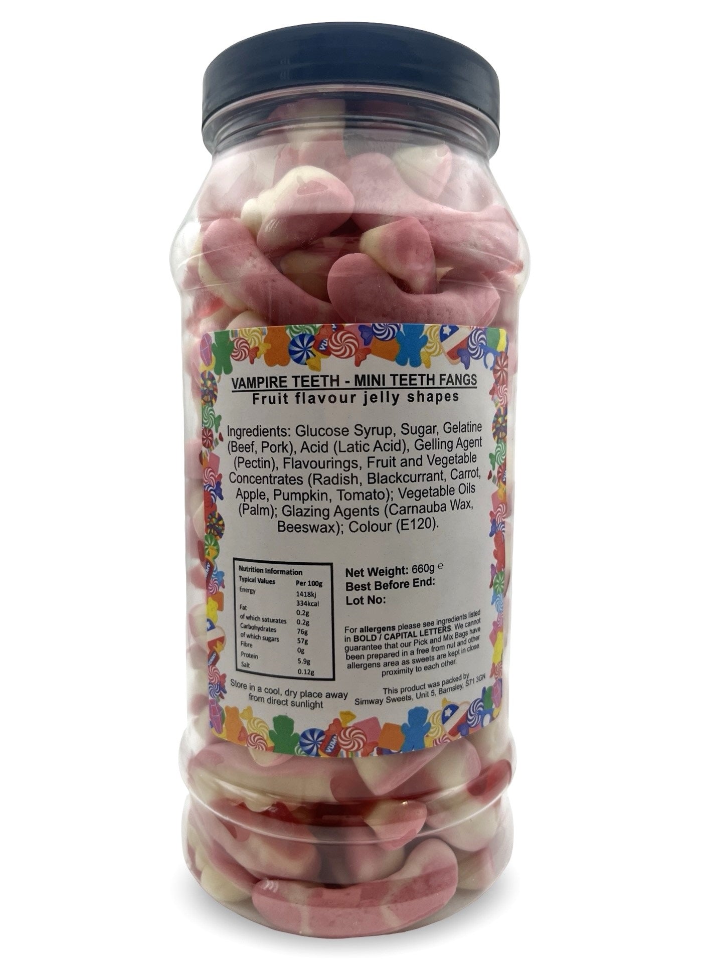 Mini Vampire Fangs Jelly Gummy Retro Sweets Gift Jar - 660g