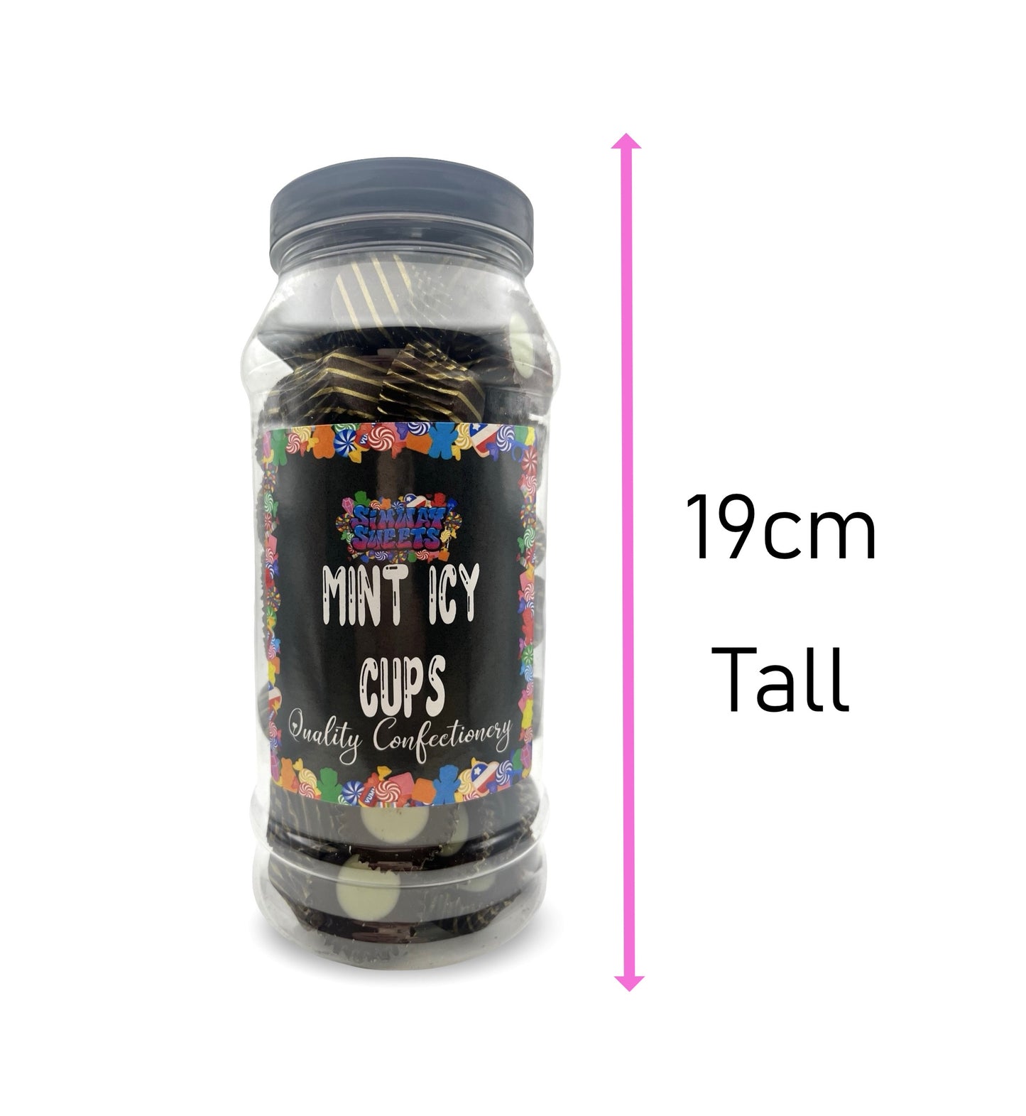 Milk Chocolate Mint Flavour Icy Cups Retro Sweets Gift Jar - 535g