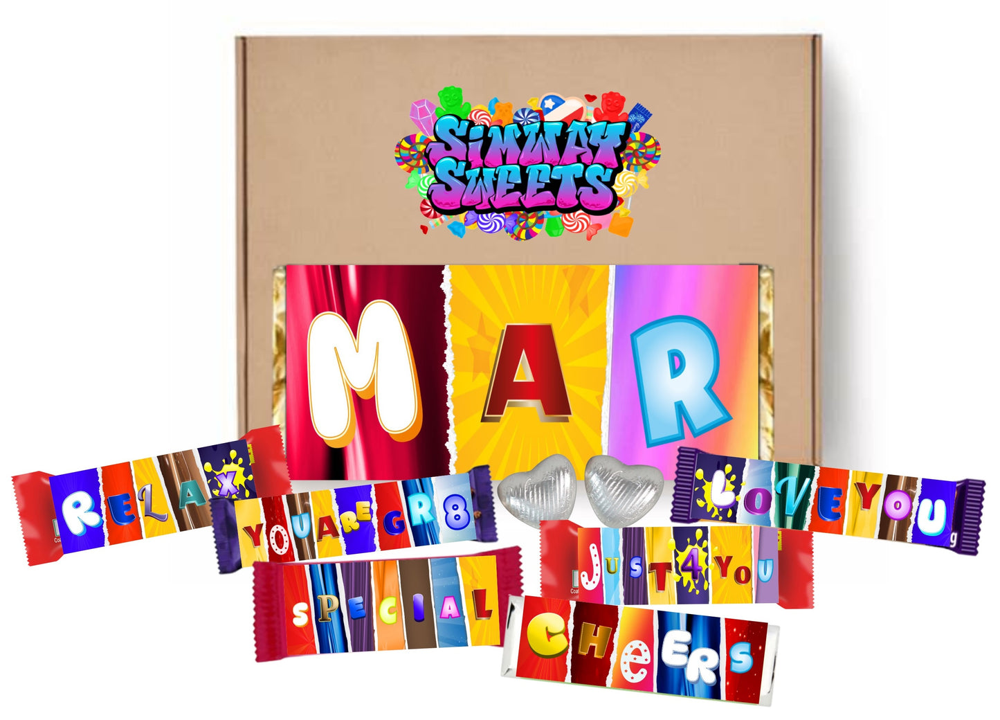 Mothers Day Gift Box With Fun Chocolate Bar Wrappers - Mar