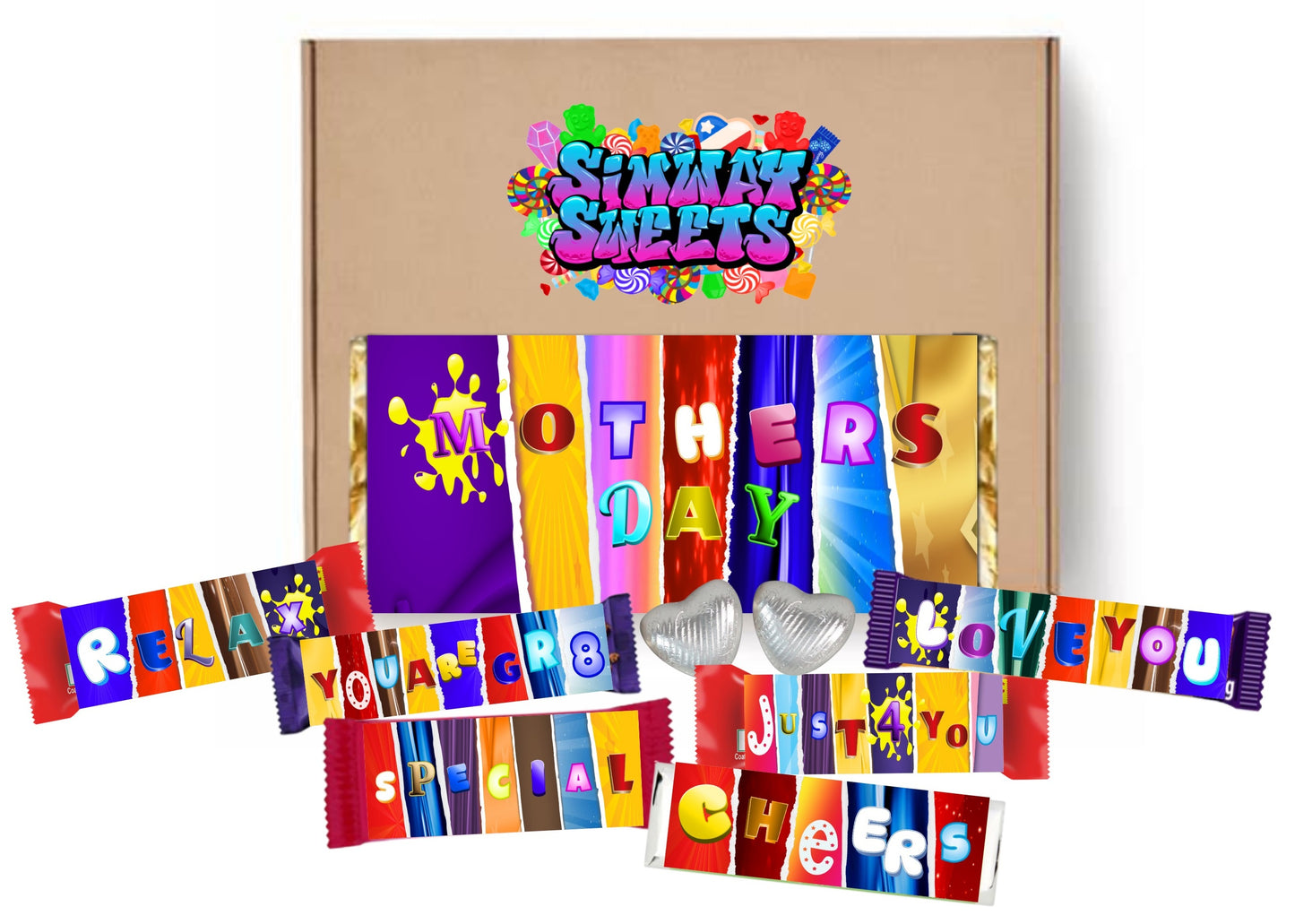 Mothers Day Gift Box With Fun Chocolate Bar Wrappers - Mother's Day