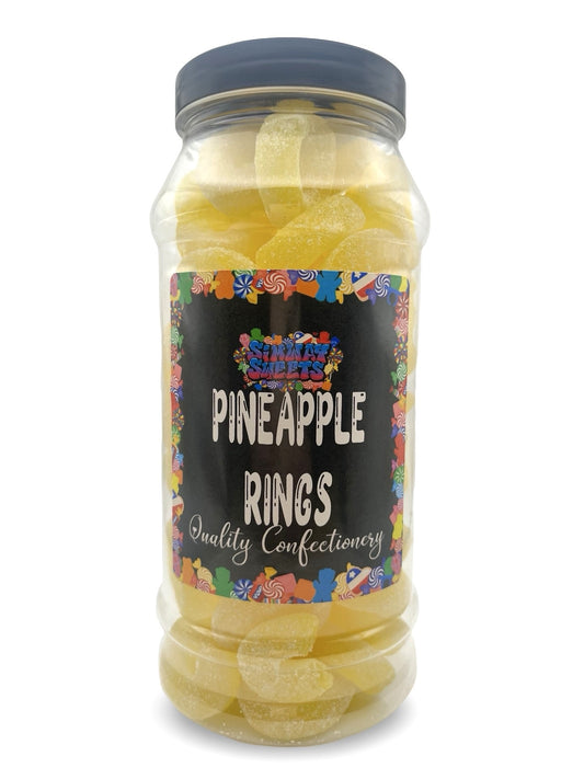 Sour Pineapple Rings Retro Fizzy Gummy Sweets Gift Jar - 625g