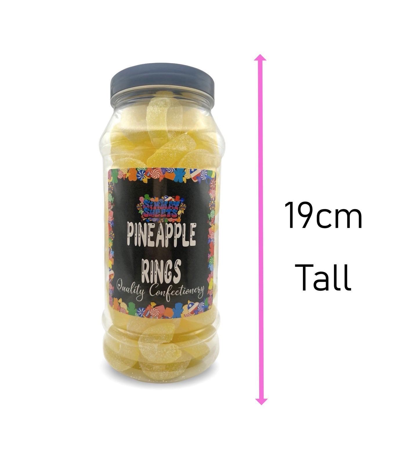 Sour Pineapple Rings Retro Fizzy Gummy Sweets Gift Jar - 625g
