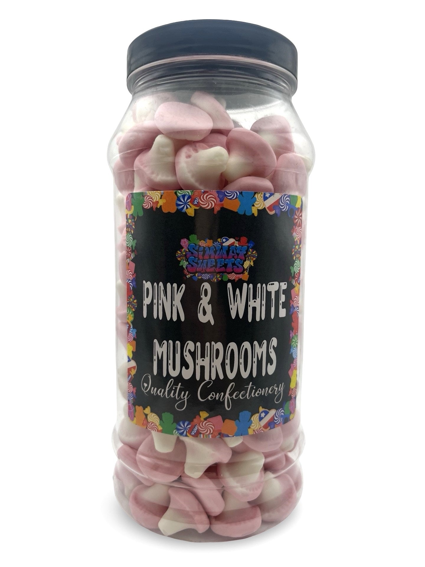 Pink & White Foam Mushrooms Retro Sweets Gift Jar - 510g