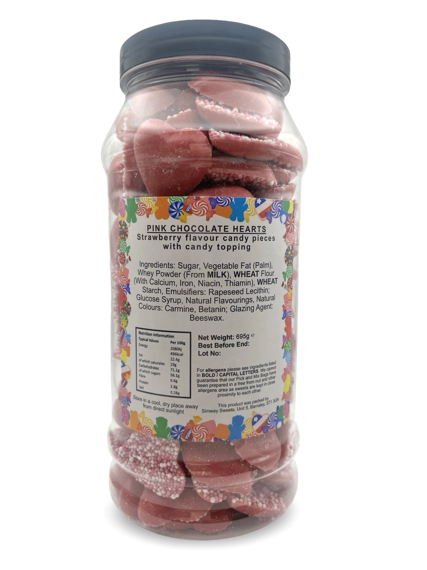 Pink Chocolate Hearts Jazzies Retro Sweets Gift Jar - 695g