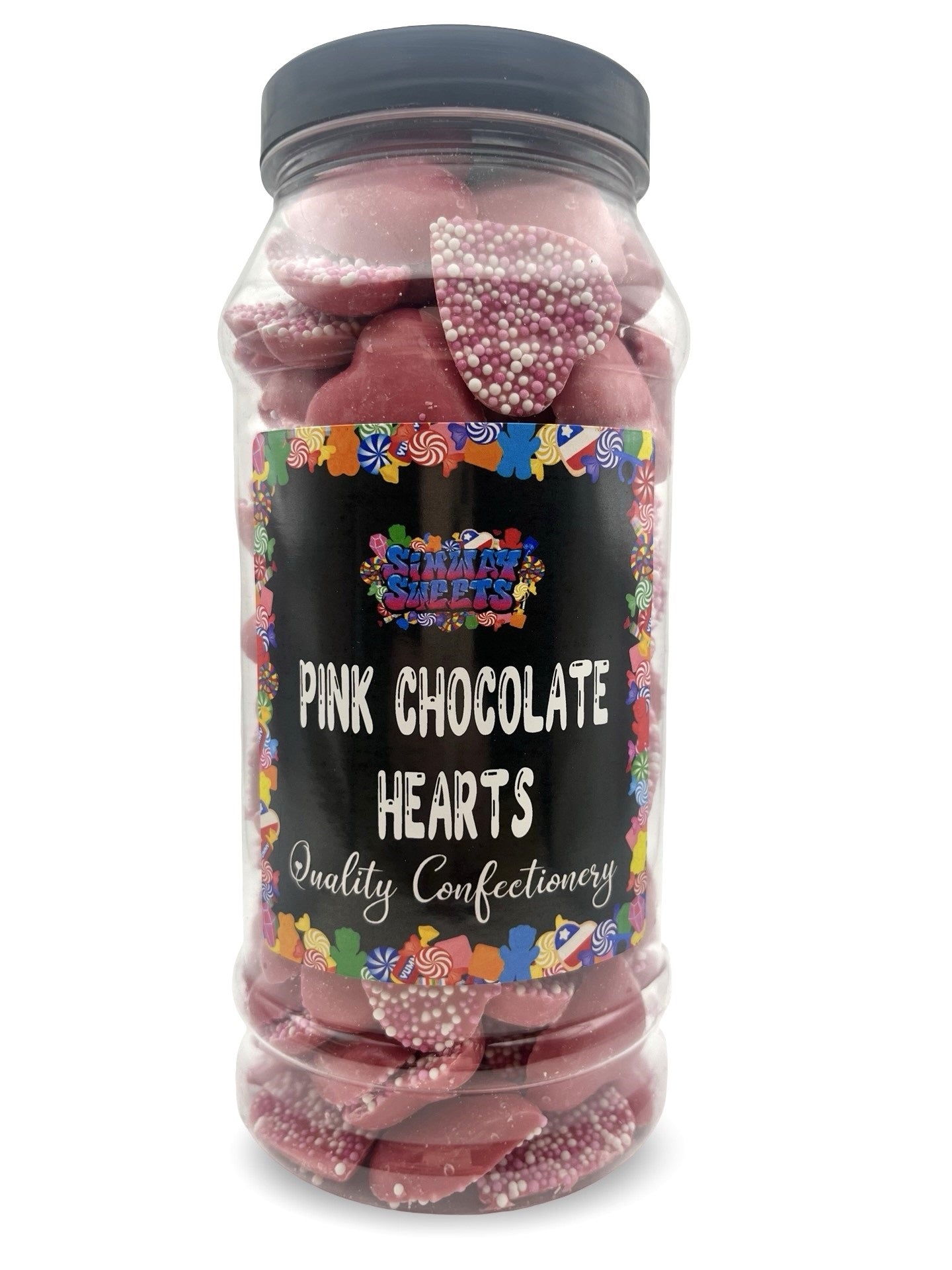 Pink Chocolate Hearts Jazzies Retro Sweets Gift Jar - 695g