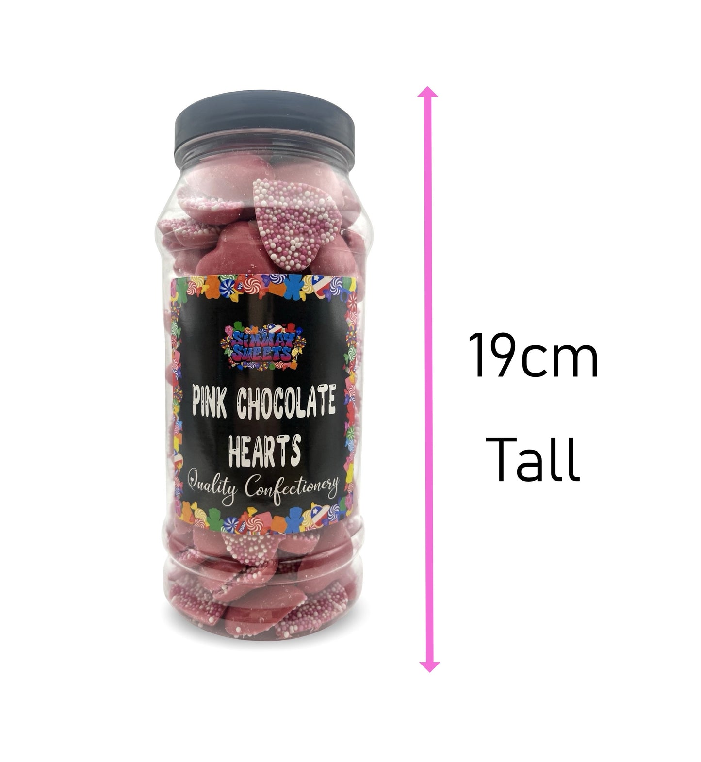 Pink Chocolate Hearts Jazzies Retro Sweets Gift Jar - 695g