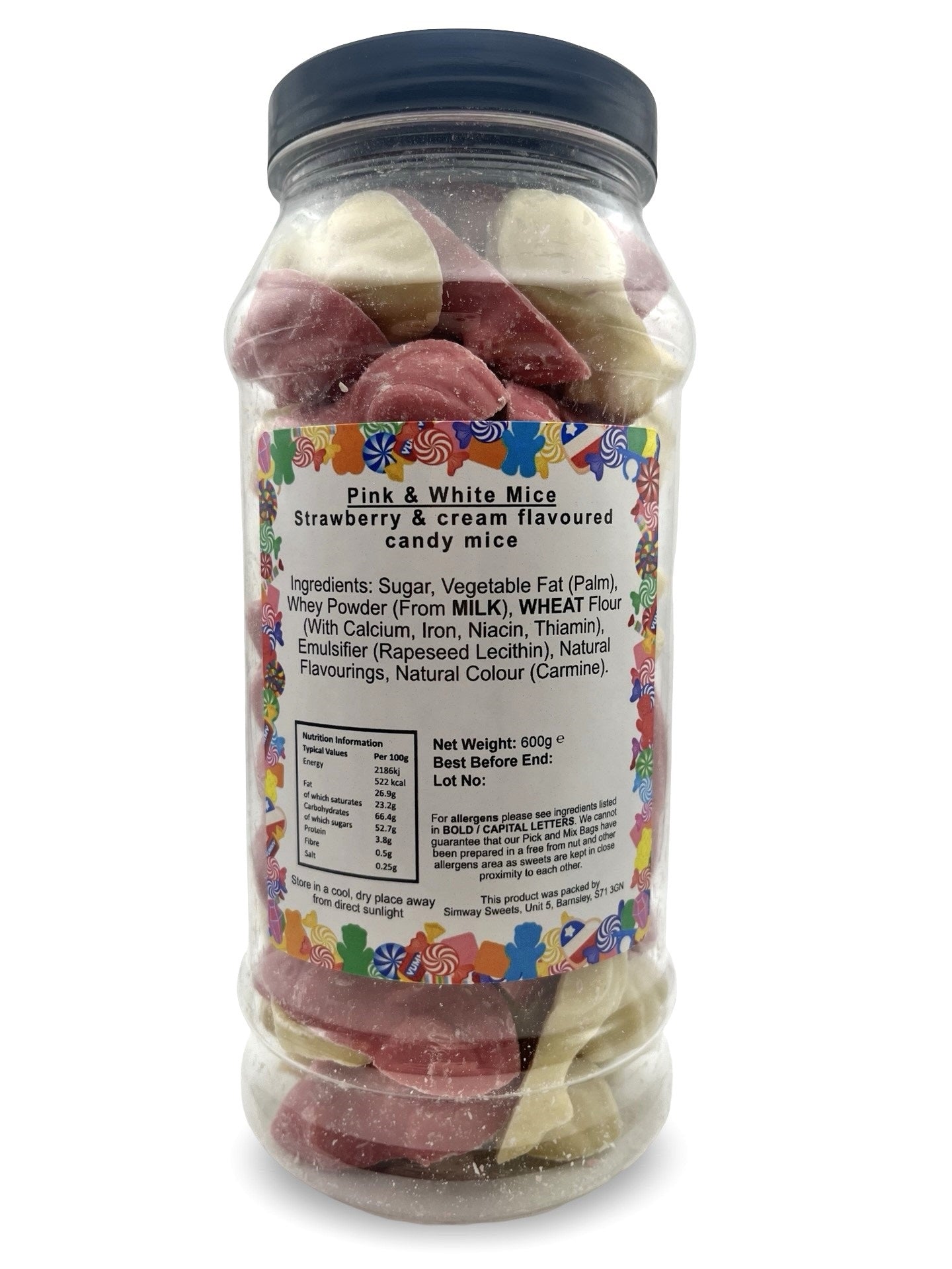 Pink & White Chocolate Mice Retro Sweets Gift Jar - 600g