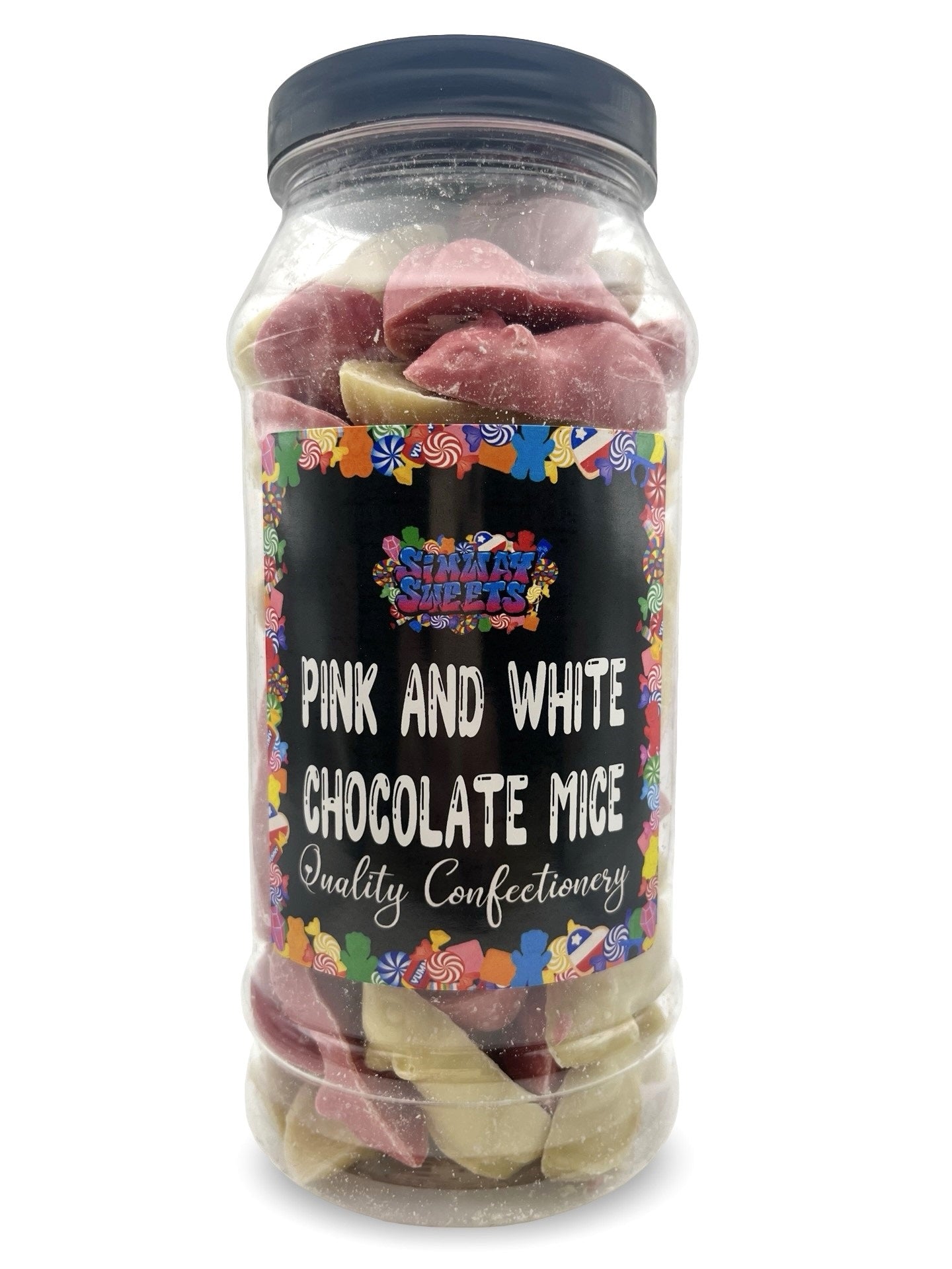 Pink & White Chocolate Mice Retro Sweets Gift Jar - 600g