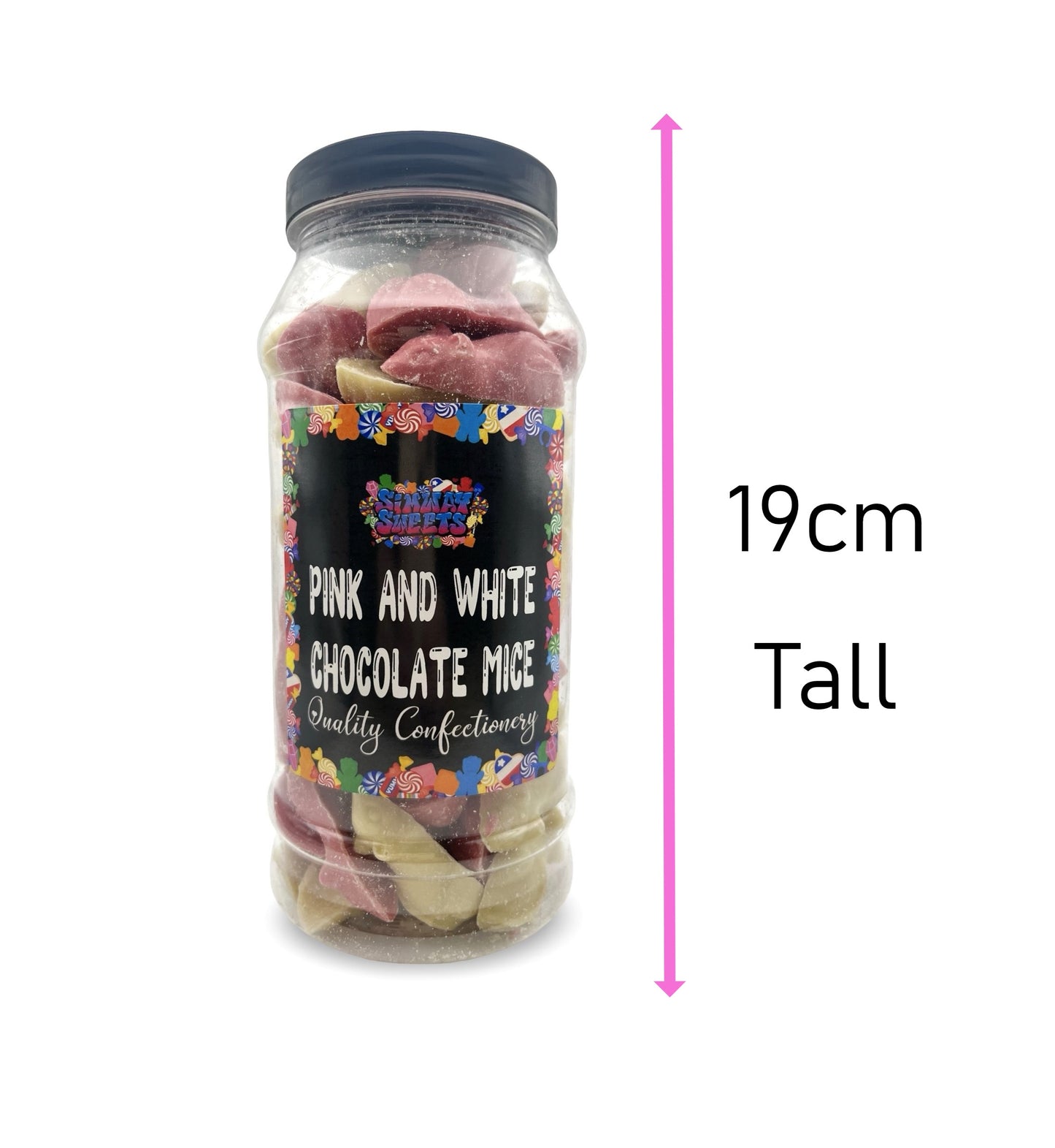 Pink & White Chocolate Mice Retro Sweets Gift Jar - 600g