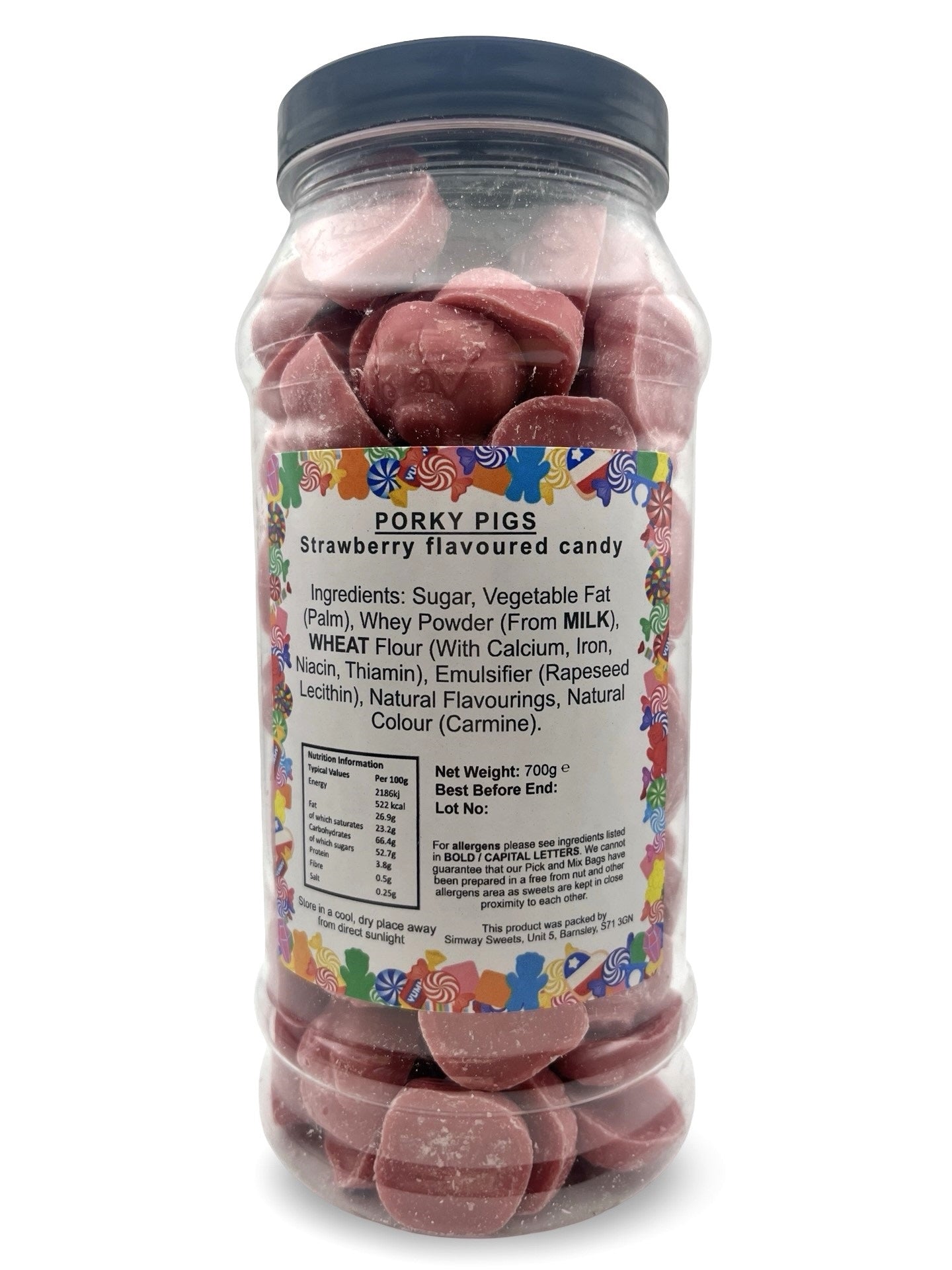 Pink Porky Pigs Chocolate Retro Sweets Gift Jar - 700g