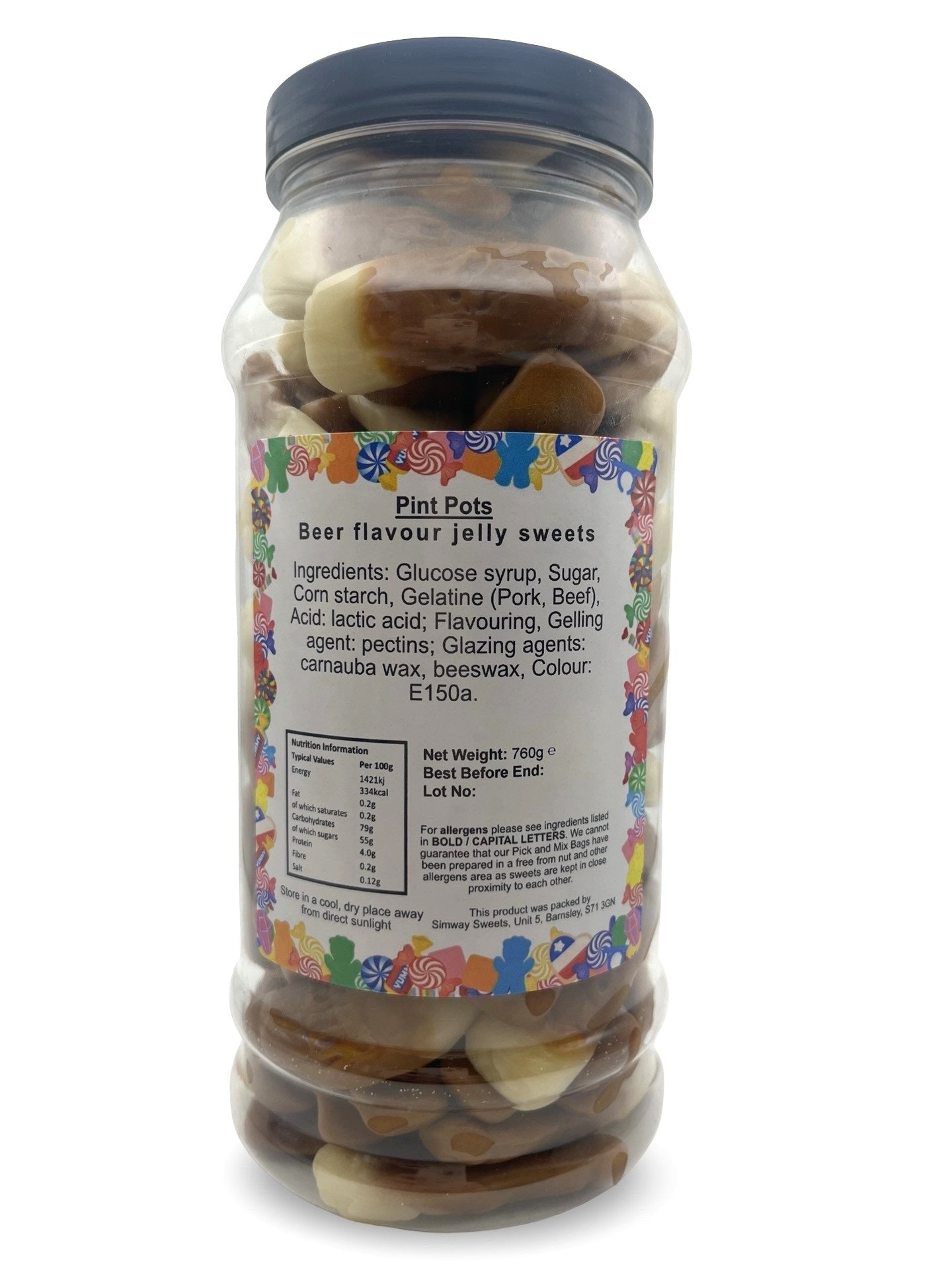 Pint Pots Jelly Gummy Retro Sweets Gift Jar - 760g