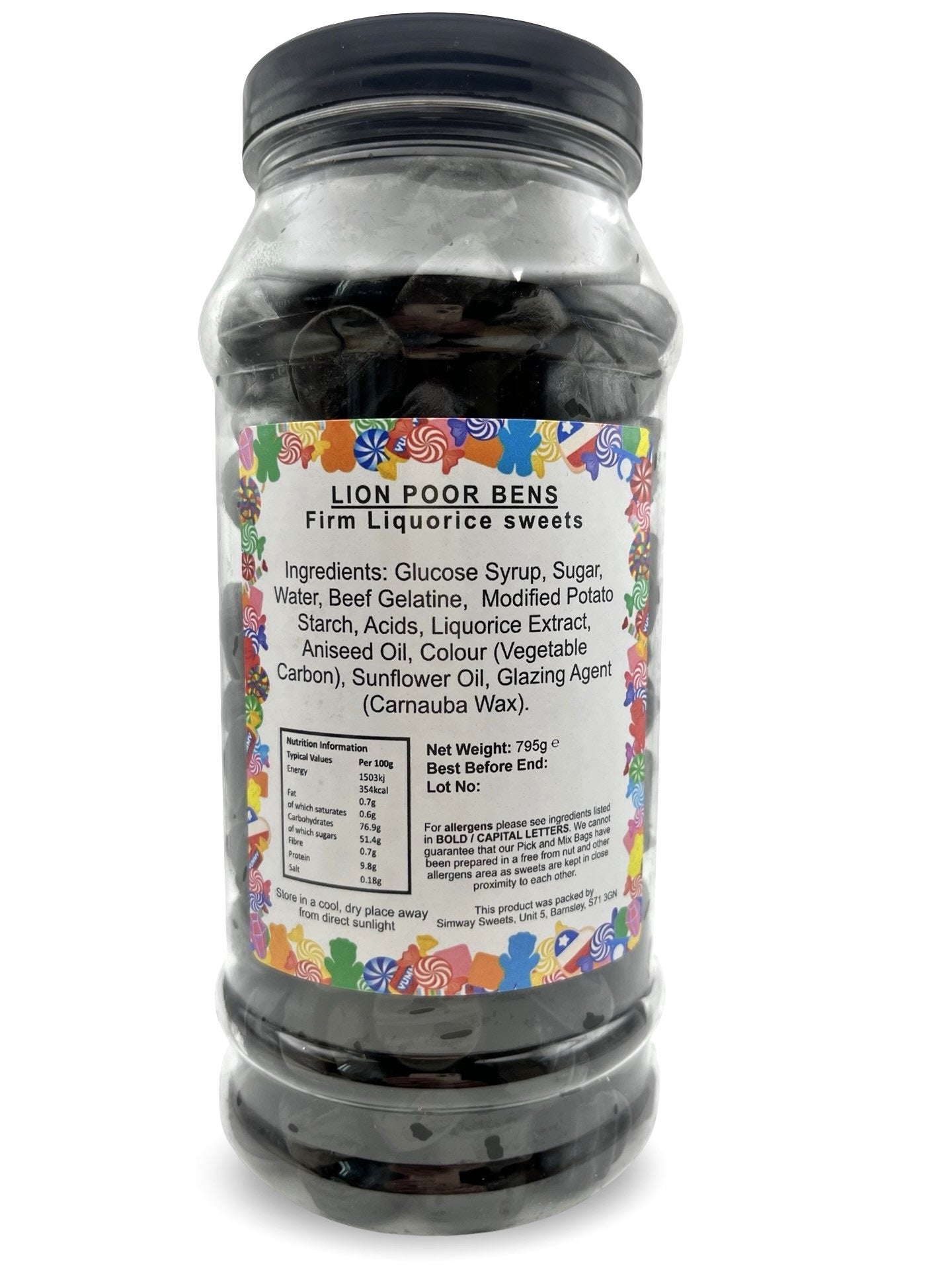 Traditional Lion Poor Bens Liquorice Retro Sweets Gift Jar - 795g