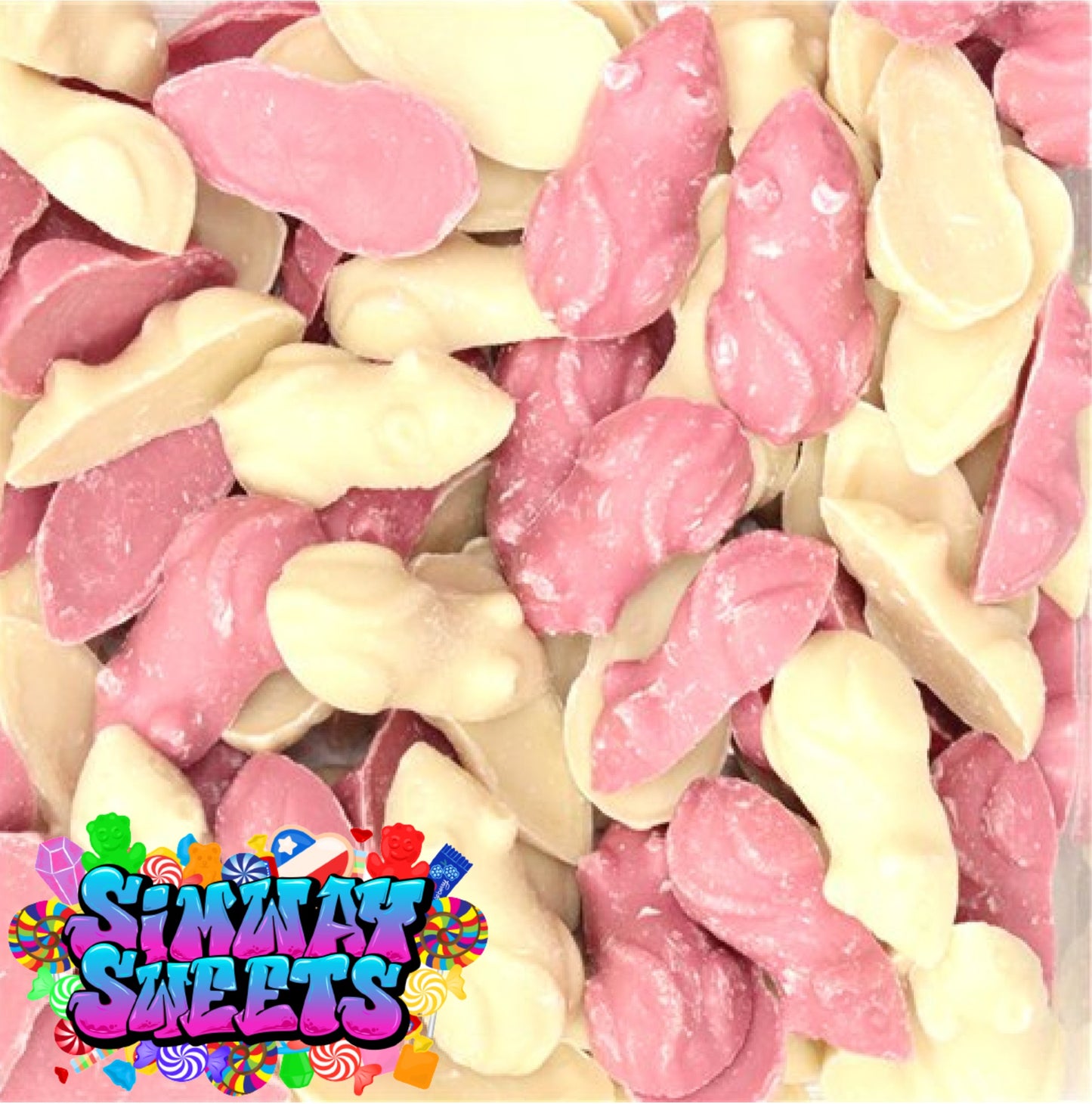 Pink & White Chocolate Mice Retro Sweets Gift Jar - 600g