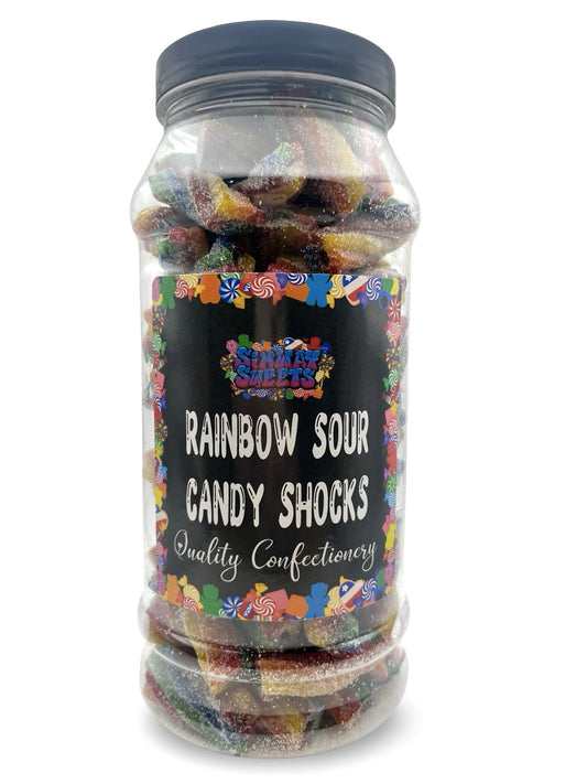 Rainbow Sour Candy Shocks Retro Fizzy Gummy Sweets Gift Jar - 570g
